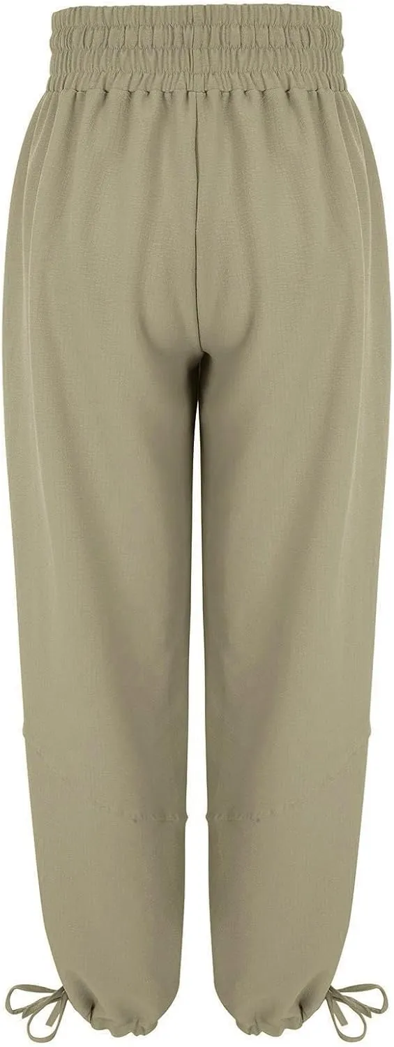 Women's Lightweight Oversized Baggy Pants Trendy High Waist Breathable Pleated Trouser Beach Playing Casual Sweatpant