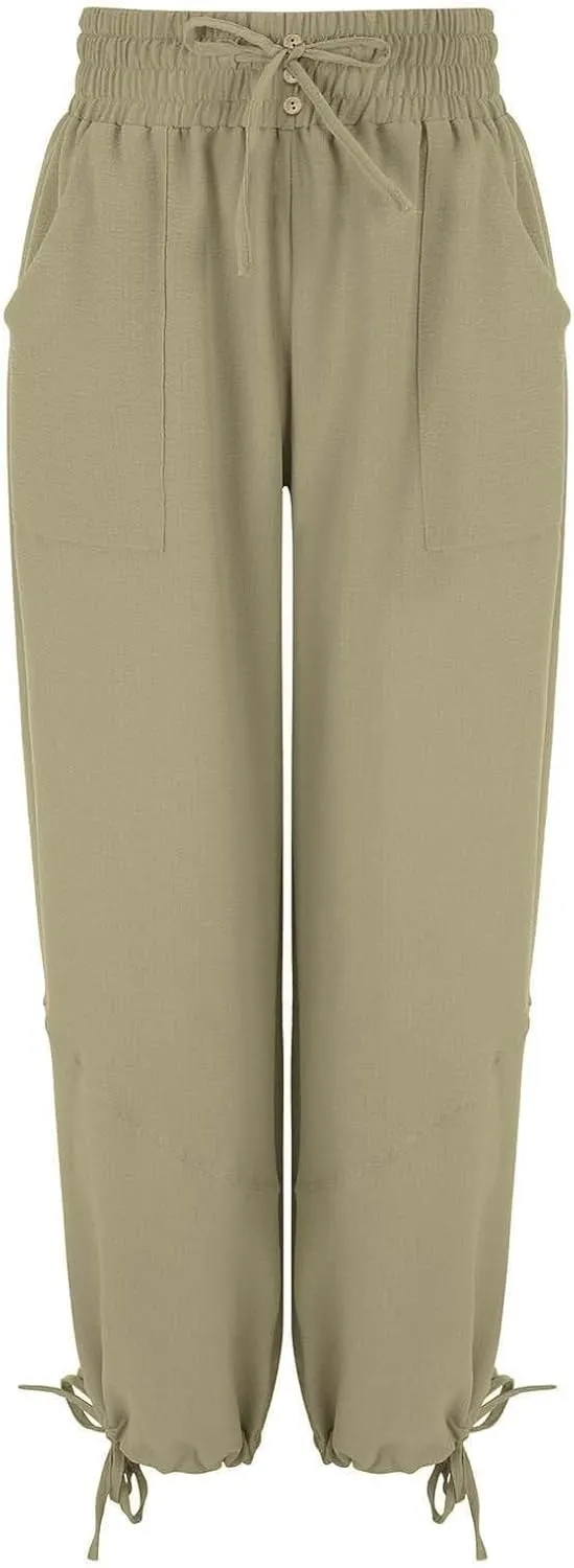 Women's Lightweight Oversized Baggy Pants Trendy High Waist Breathable Pleated Trouser Beach Playing Casual Sweatpant