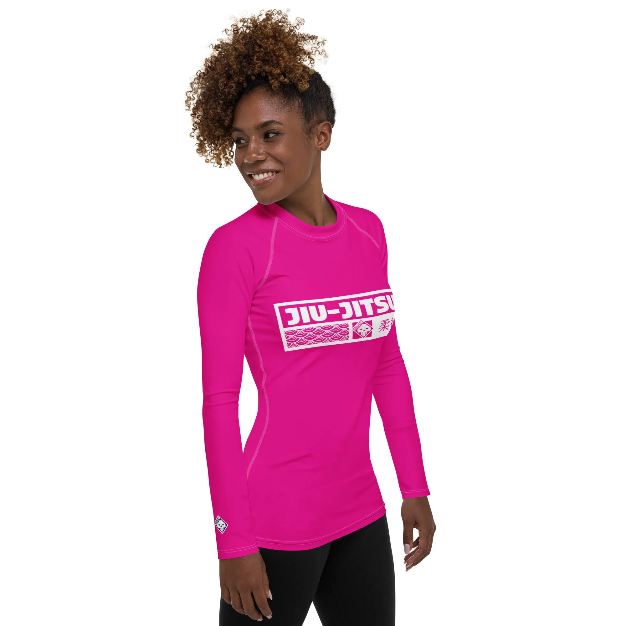 Womens Long Sleeve BJJ Rash Guard - Jiu-Jitsu 003 - Hollywood Cerise