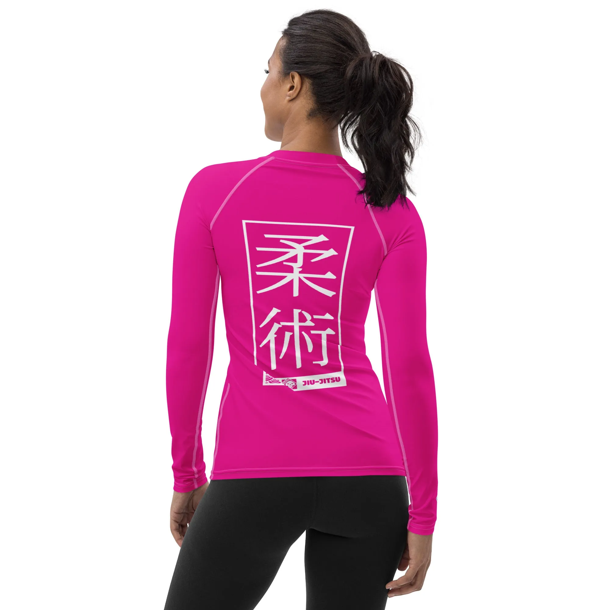 Womens Long Sleeve BJJ Rash Guard - Jiu-Jitsu 003 - Hollywood Cerise