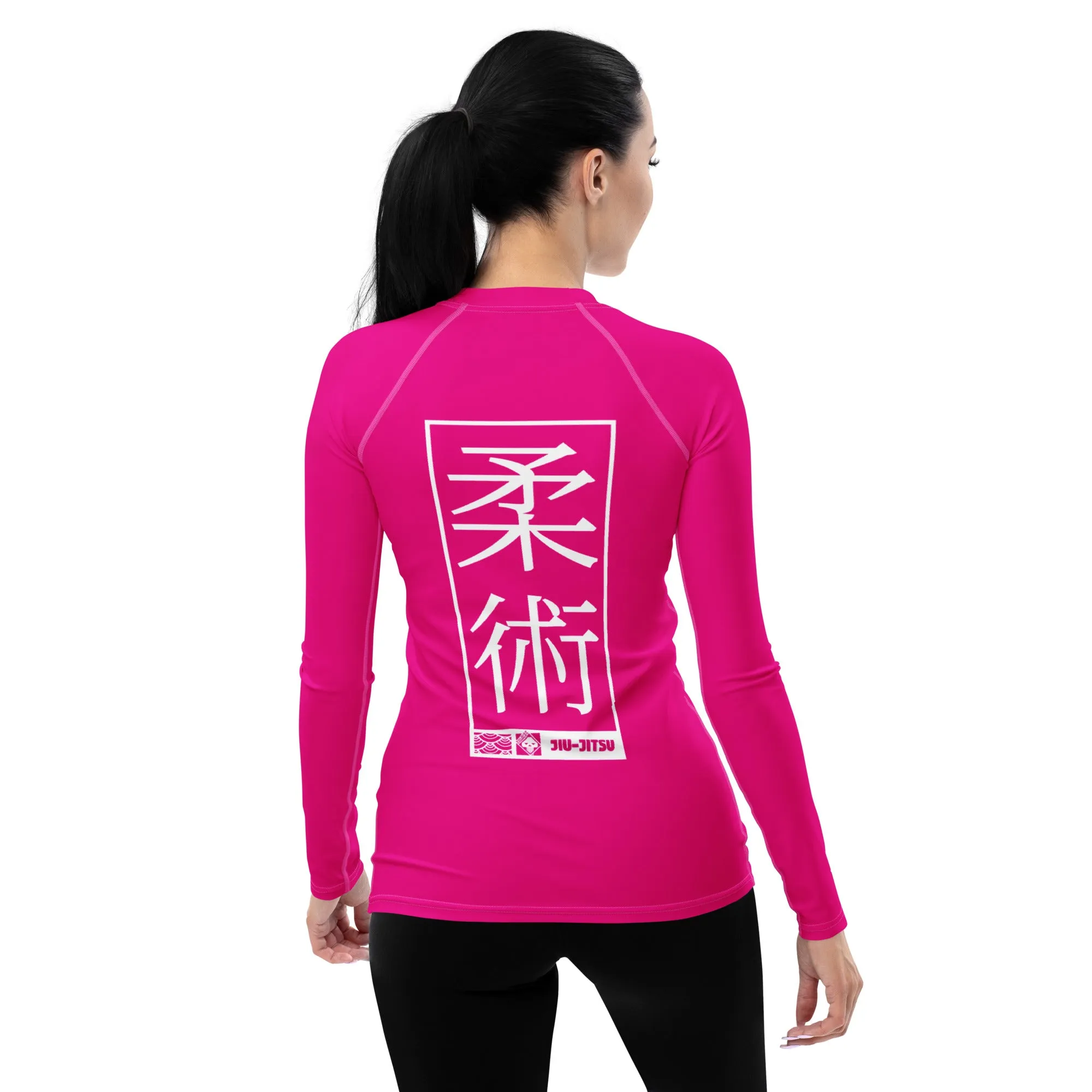 Womens Long Sleeve BJJ Rash Guard - Jiu-Jitsu 003 - Hollywood Cerise