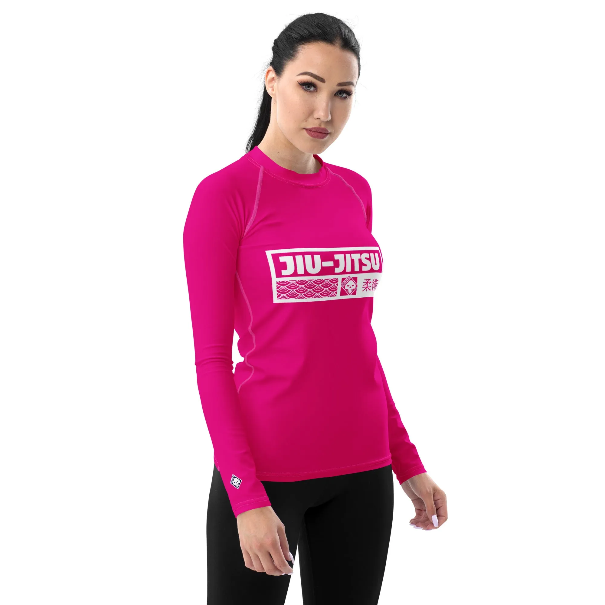 Womens Long Sleeve BJJ Rash Guard - Jiu-Jitsu 003 - Hollywood Cerise
