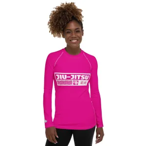 Womens Long Sleeve BJJ Rash Guard - Jiu-Jitsu 003 - Hollywood Cerise