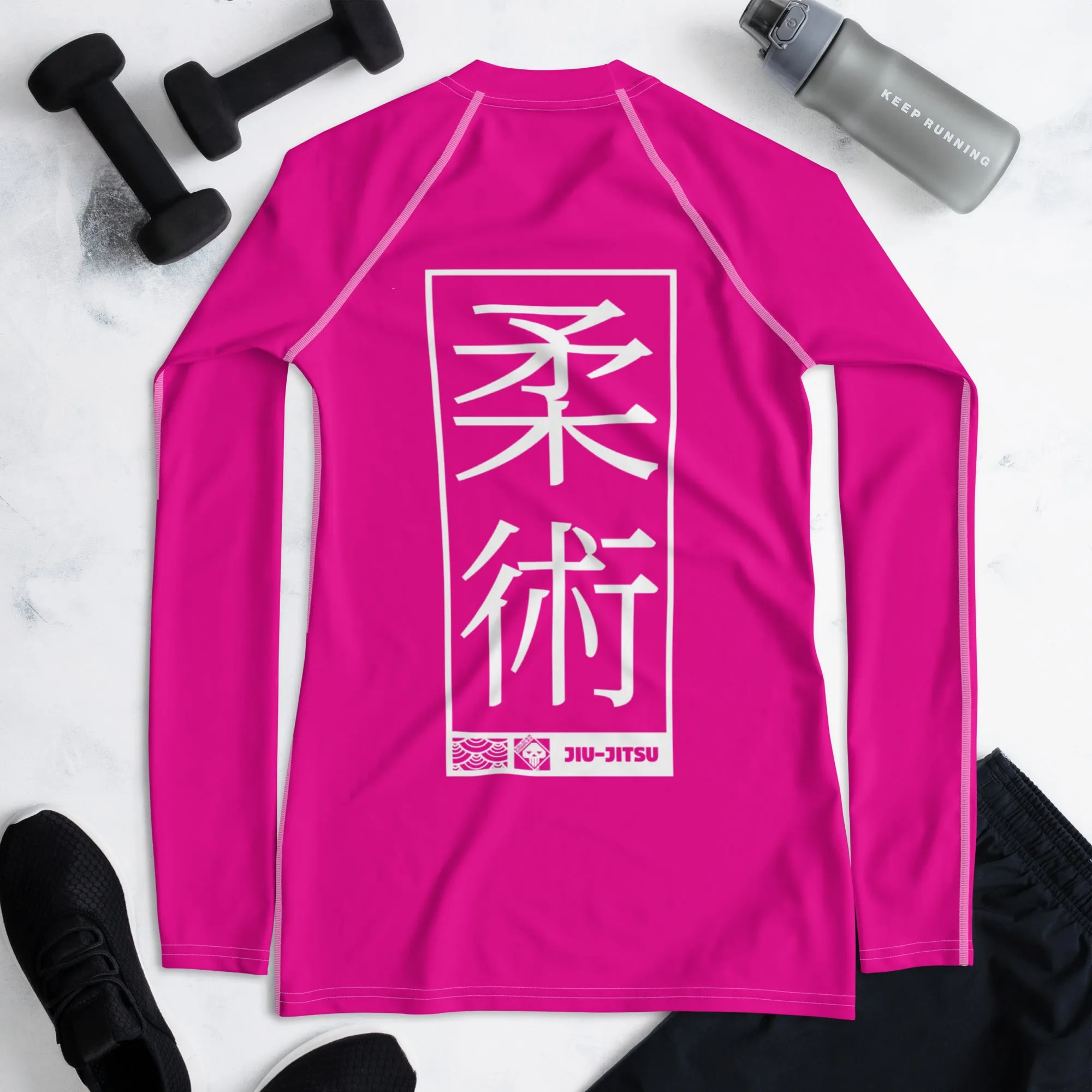 Womens Long Sleeve BJJ Rash Guard - Jiu-Jitsu 003 - Hollywood Cerise