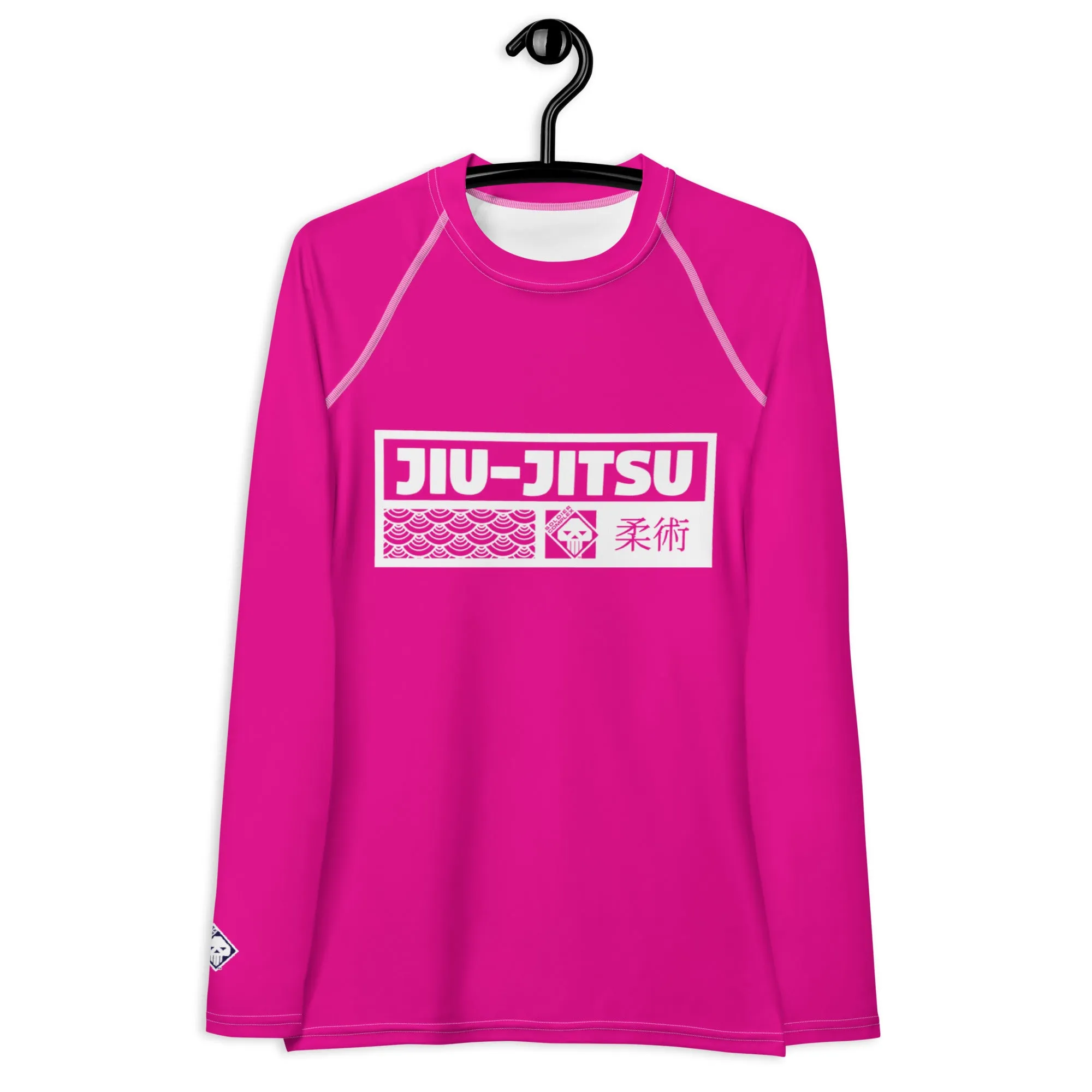 Womens Long Sleeve BJJ Rash Guard - Jiu-Jitsu 003 - Hollywood Cerise