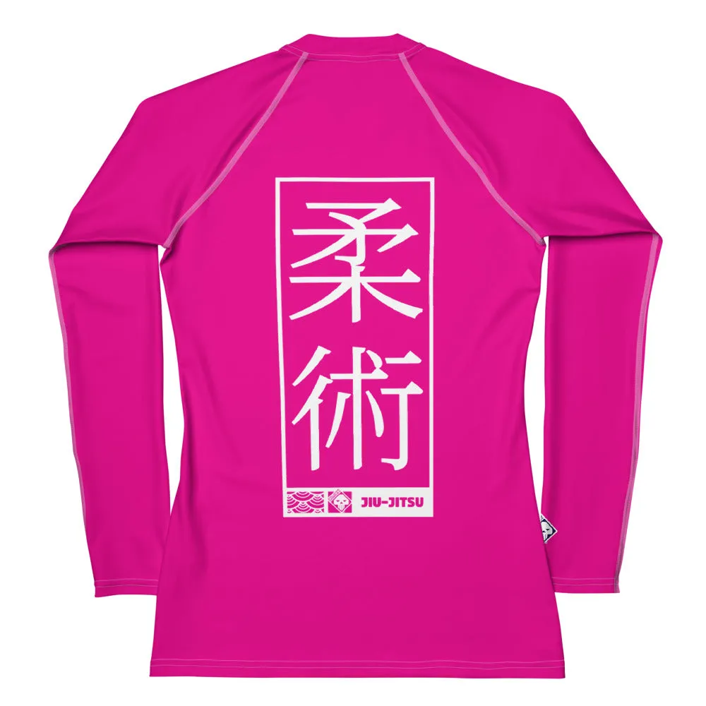 Womens Long Sleeve BJJ Rash Guard - Jiu-Jitsu 003 - Hollywood Cerise