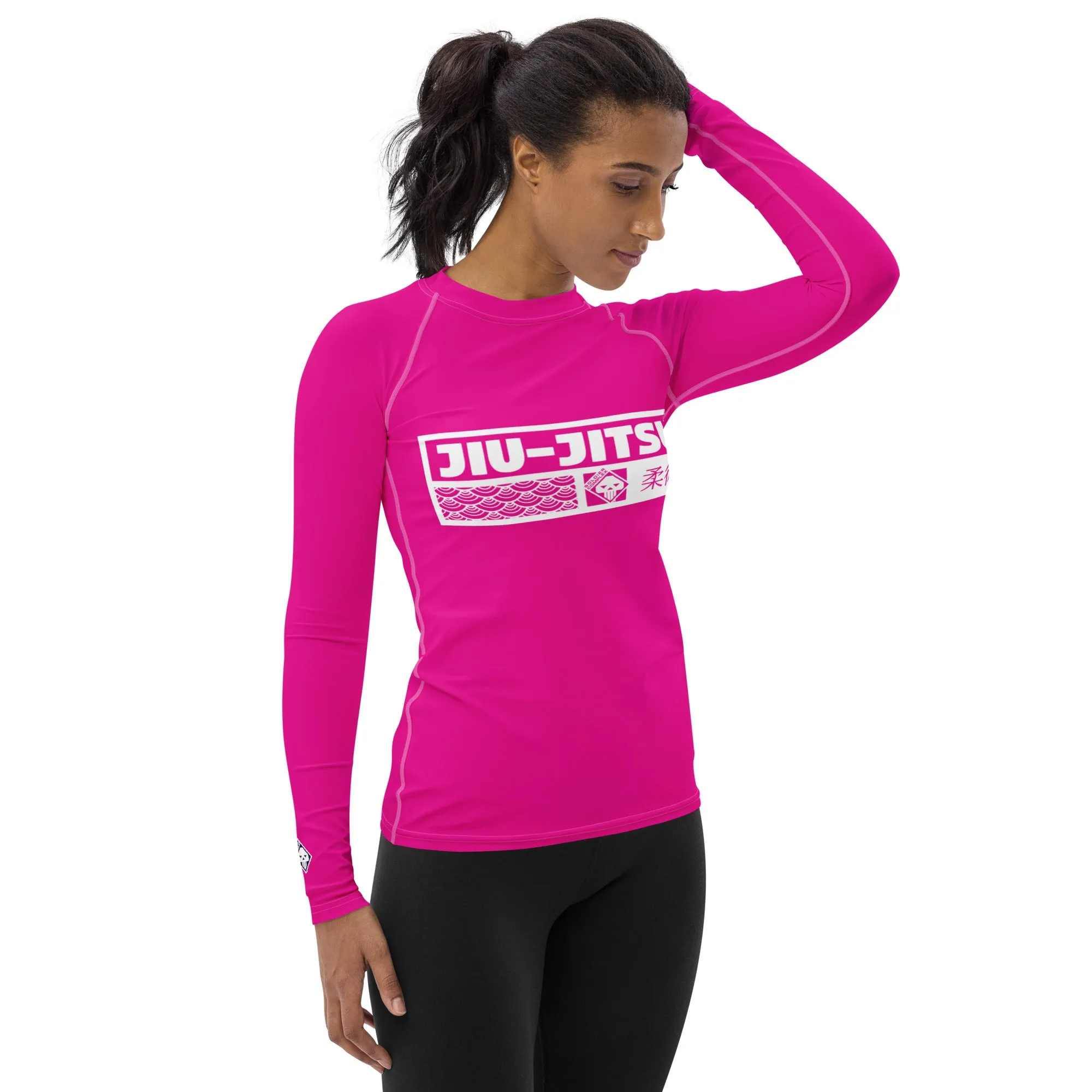 Womens Long Sleeve BJJ Rash Guard - Jiu-Jitsu 003 - Hollywood Cerise