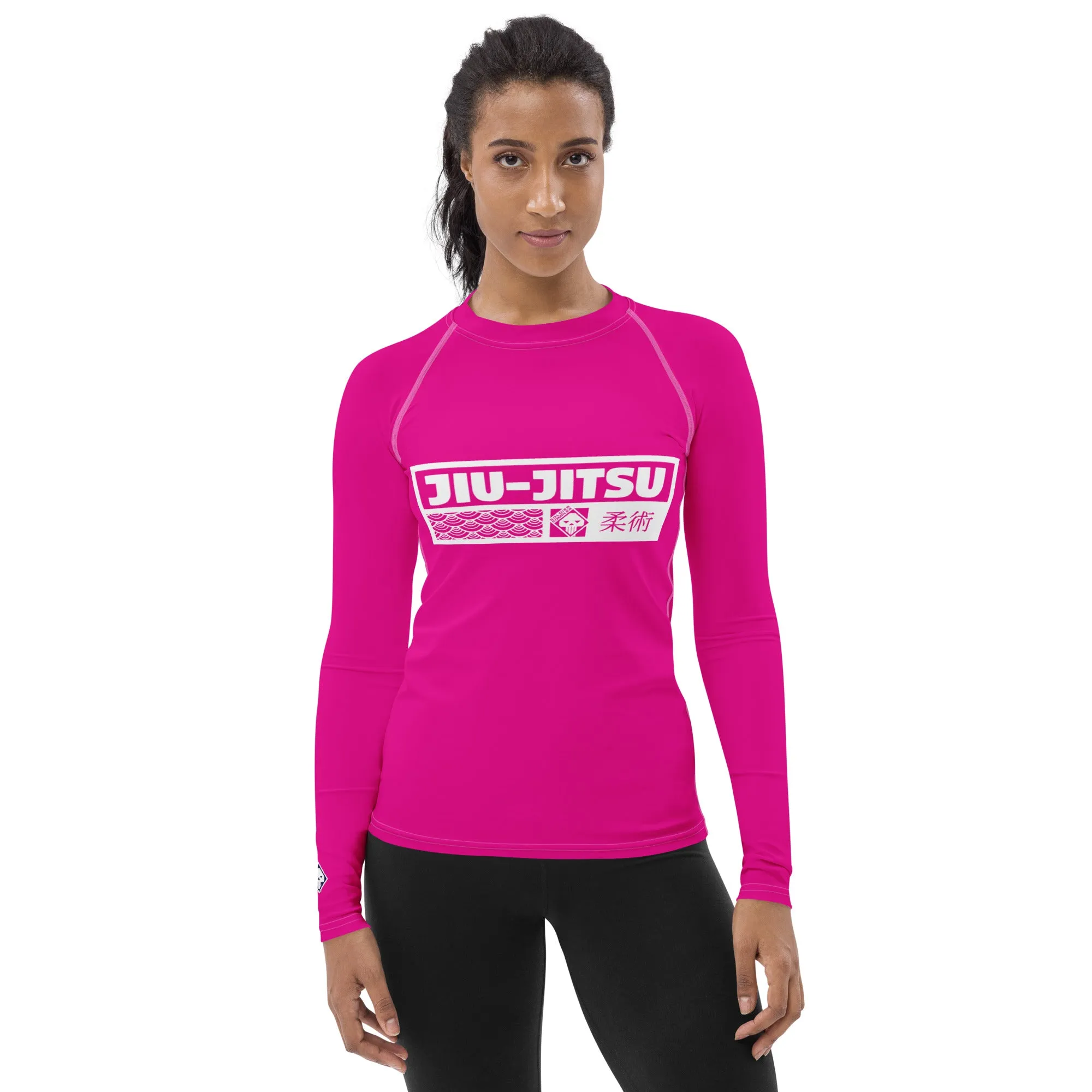 Womens Long Sleeve BJJ Rash Guard - Jiu-Jitsu 003 - Hollywood Cerise