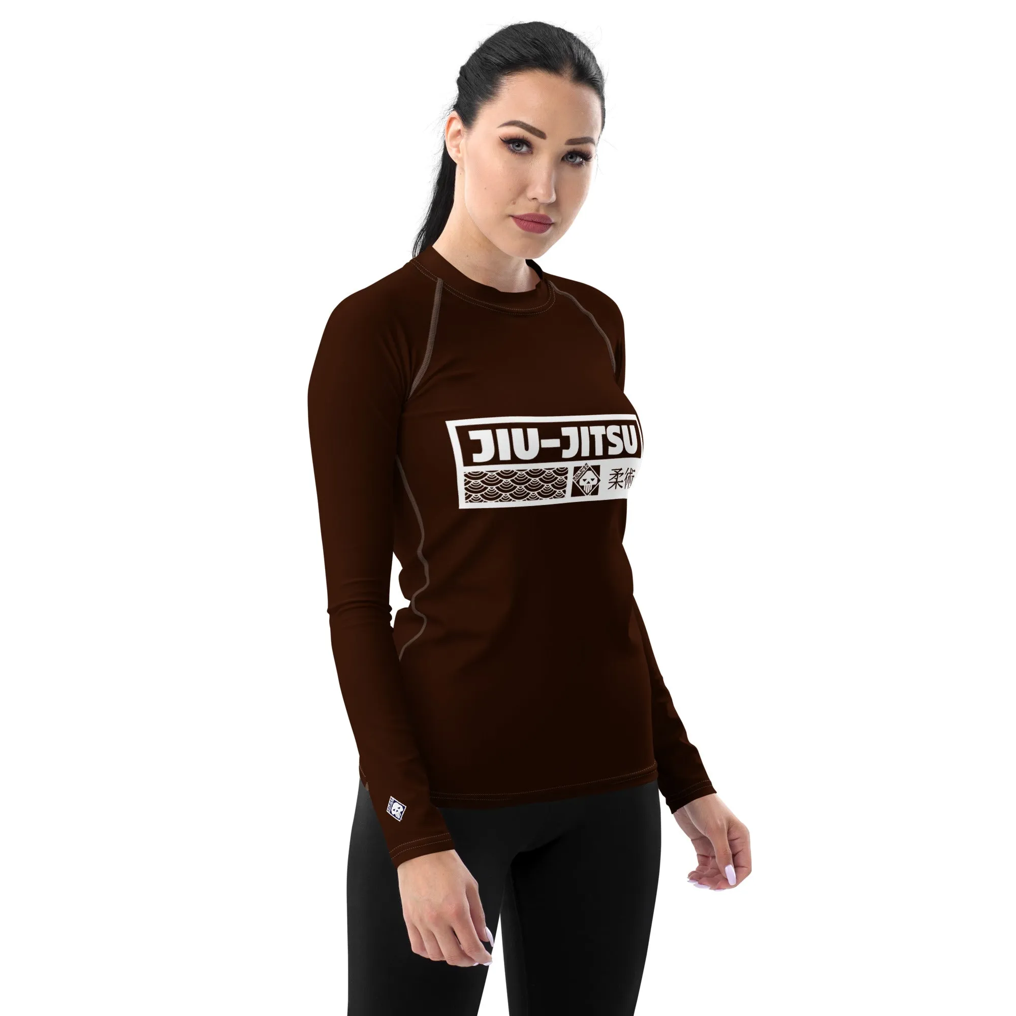Womens Long Sleeve BJJ Rash Guard - Jiu-Jitsu 006 - Chocolate