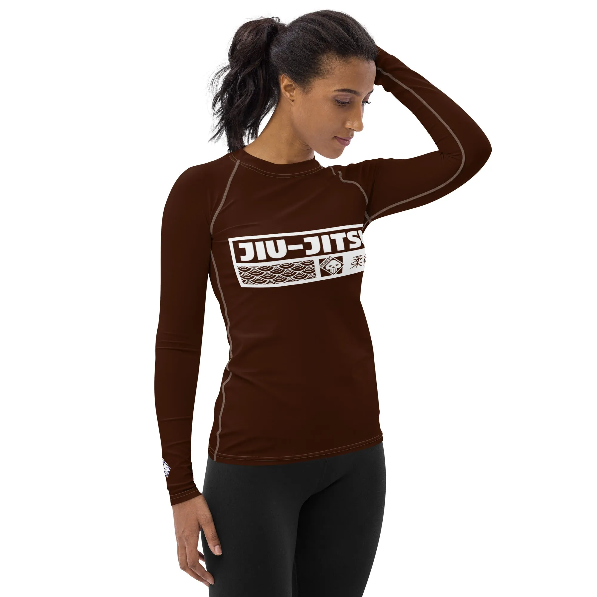Womens Long Sleeve BJJ Rash Guard - Jiu-Jitsu 006 - Chocolate