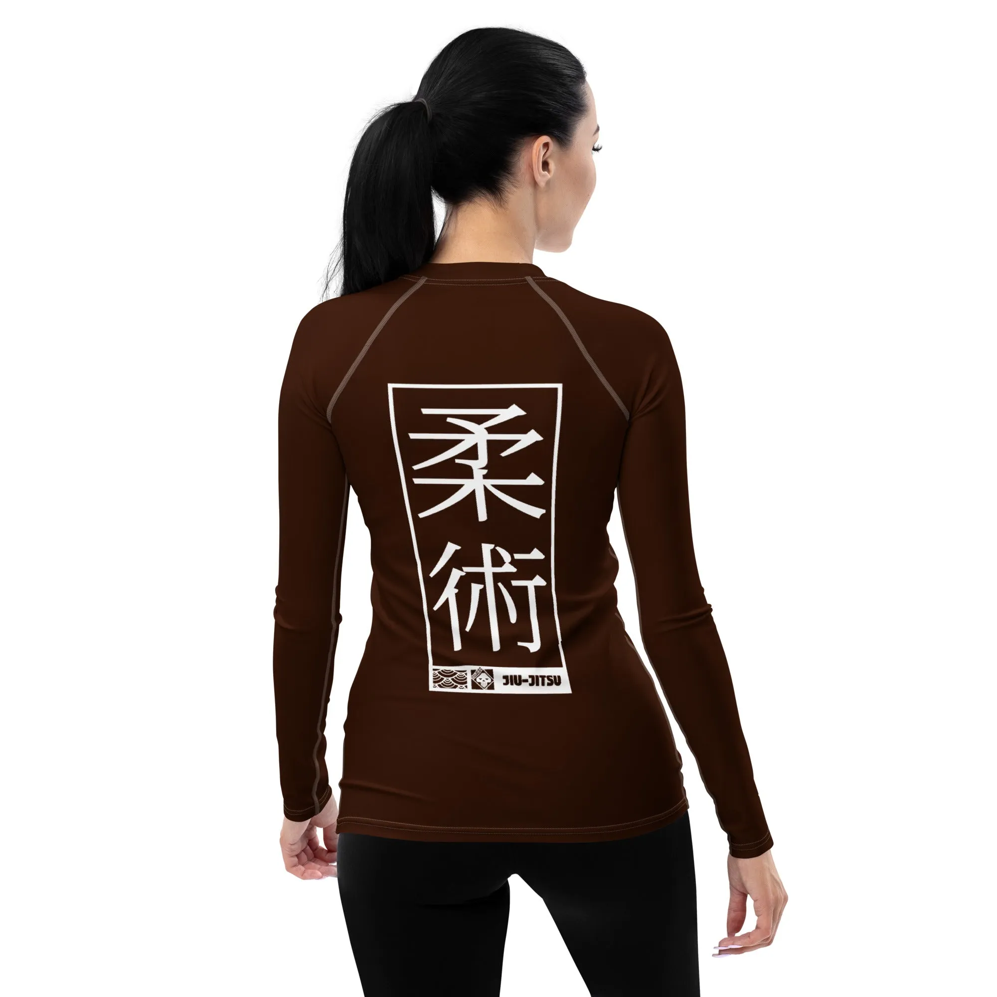 Womens Long Sleeve BJJ Rash Guard - Jiu-Jitsu 006 - Chocolate