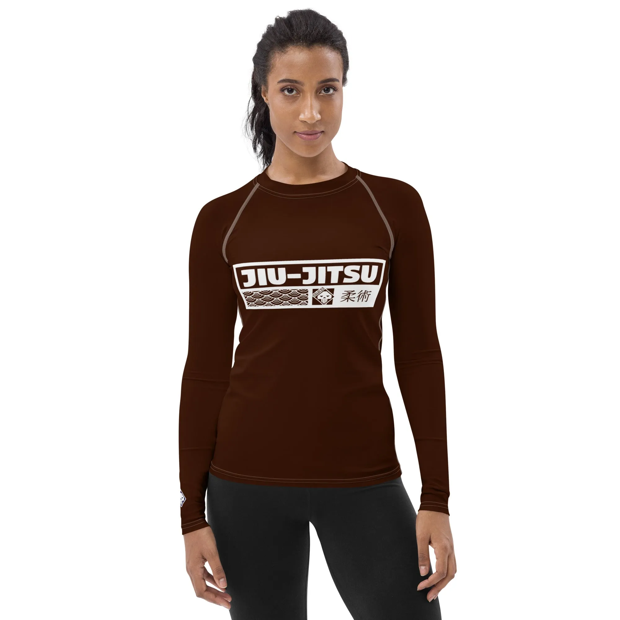 Womens Long Sleeve BJJ Rash Guard - Jiu-Jitsu 006 - Chocolate