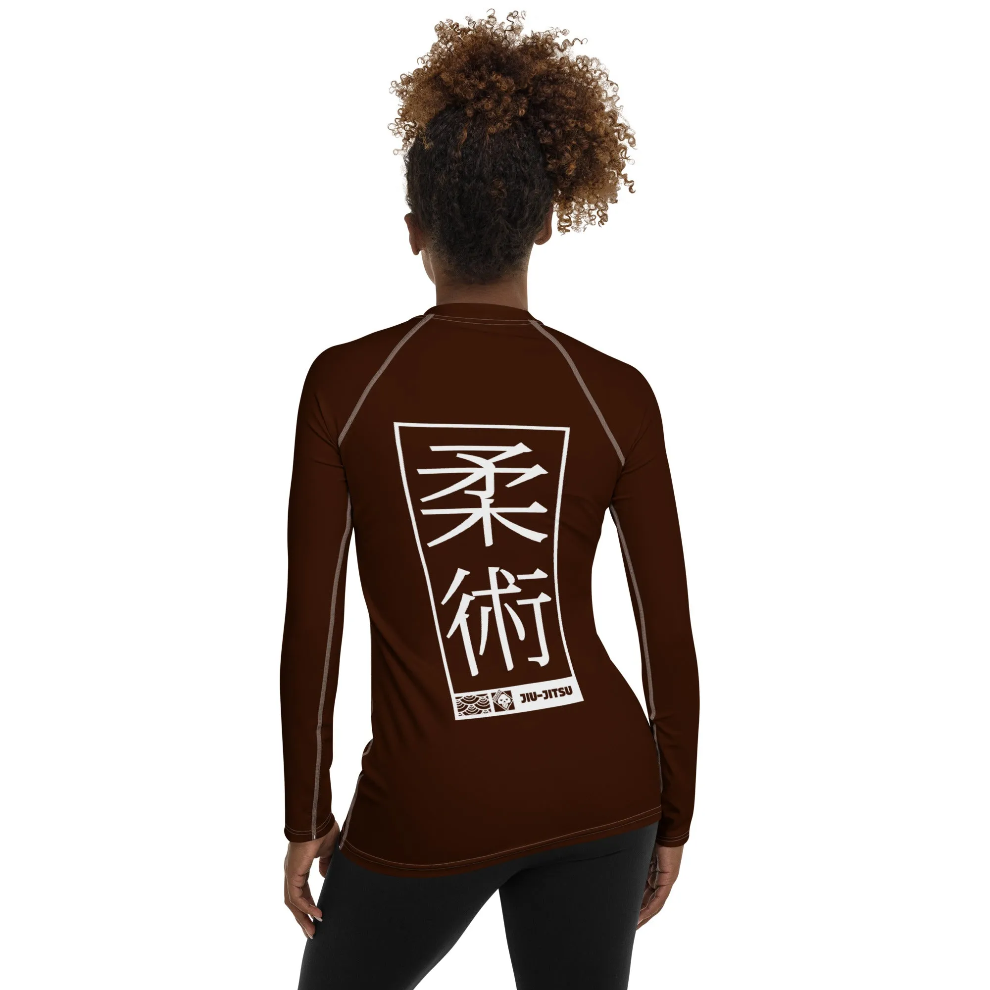 Womens Long Sleeve BJJ Rash Guard - Jiu-Jitsu 006 - Chocolate