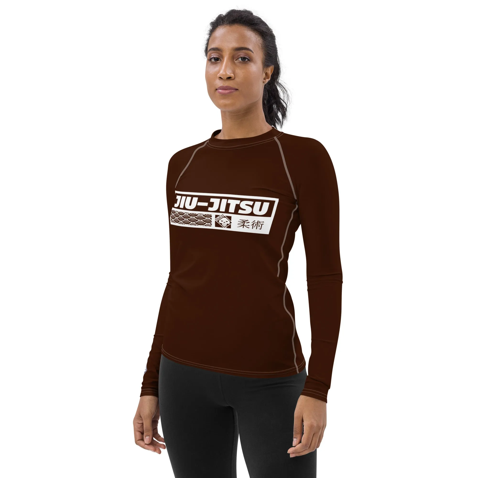 Womens Long Sleeve BJJ Rash Guard - Jiu-Jitsu 006 - Chocolate