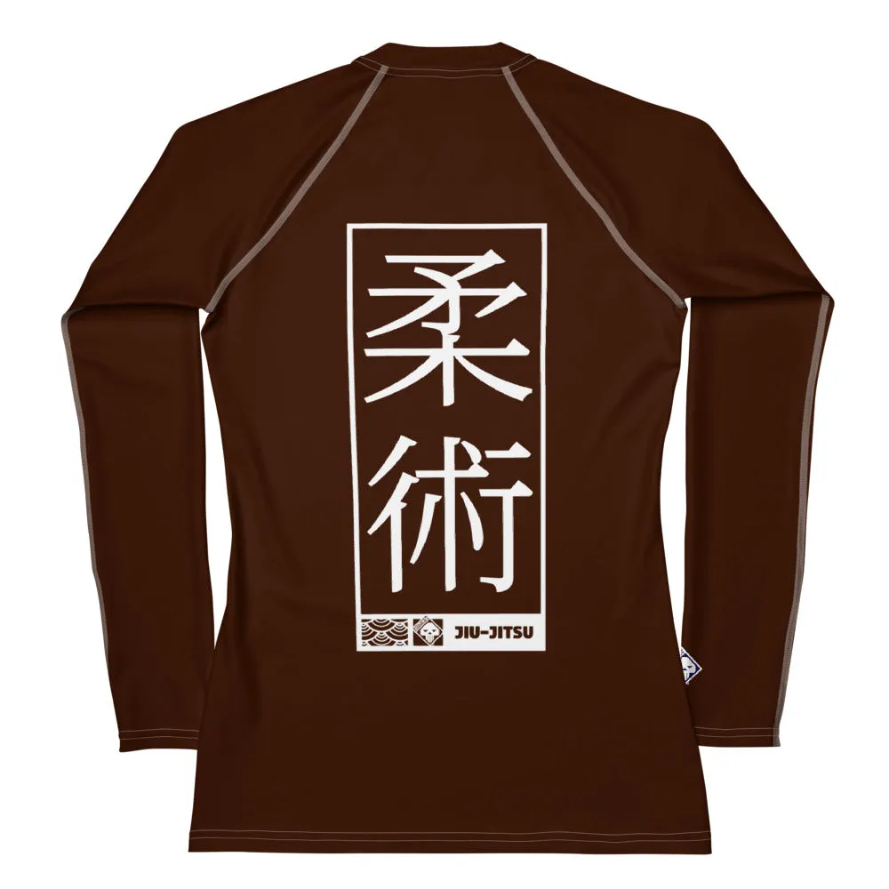 Womens Long Sleeve BJJ Rash Guard - Jiu-Jitsu 006 - Chocolate