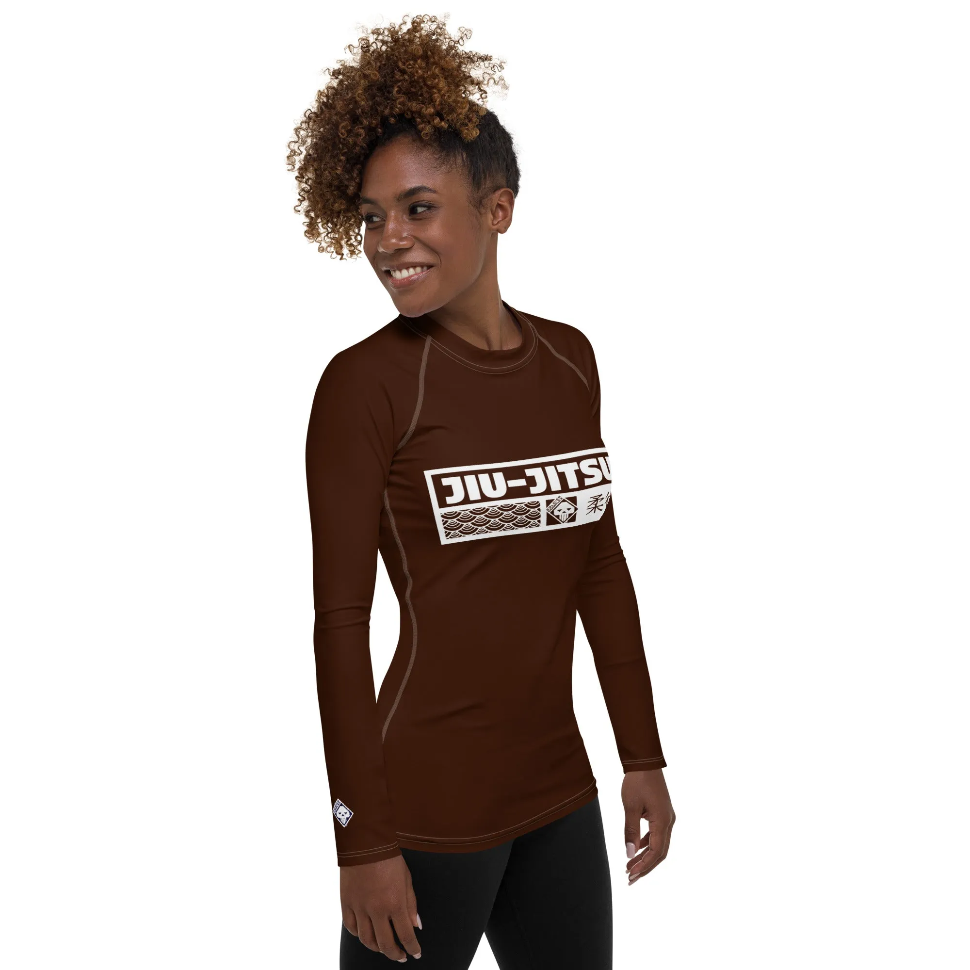 Womens Long Sleeve BJJ Rash Guard - Jiu-Jitsu 006 - Chocolate