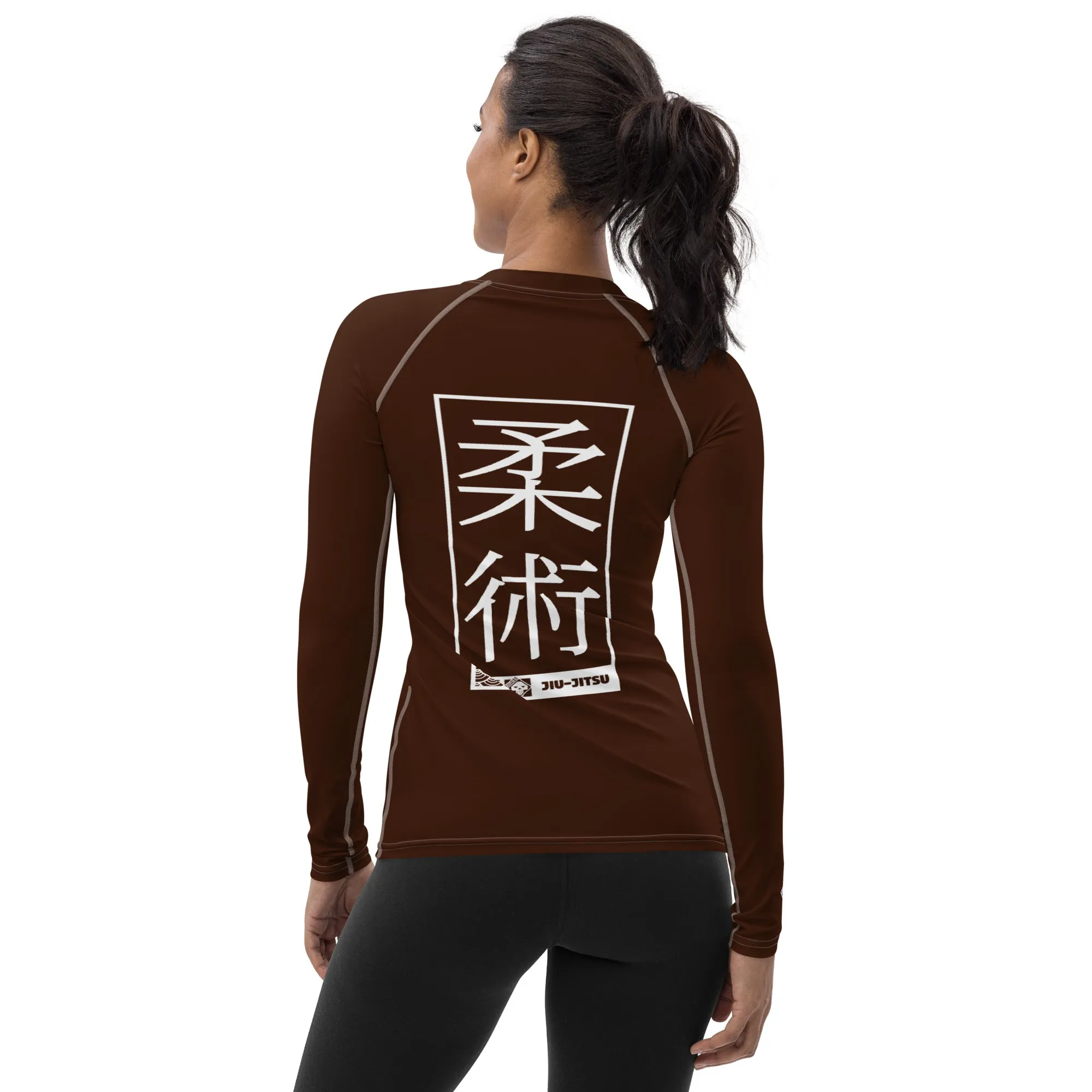 Womens Long Sleeve BJJ Rash Guard - Jiu-Jitsu 006 - Chocolate
