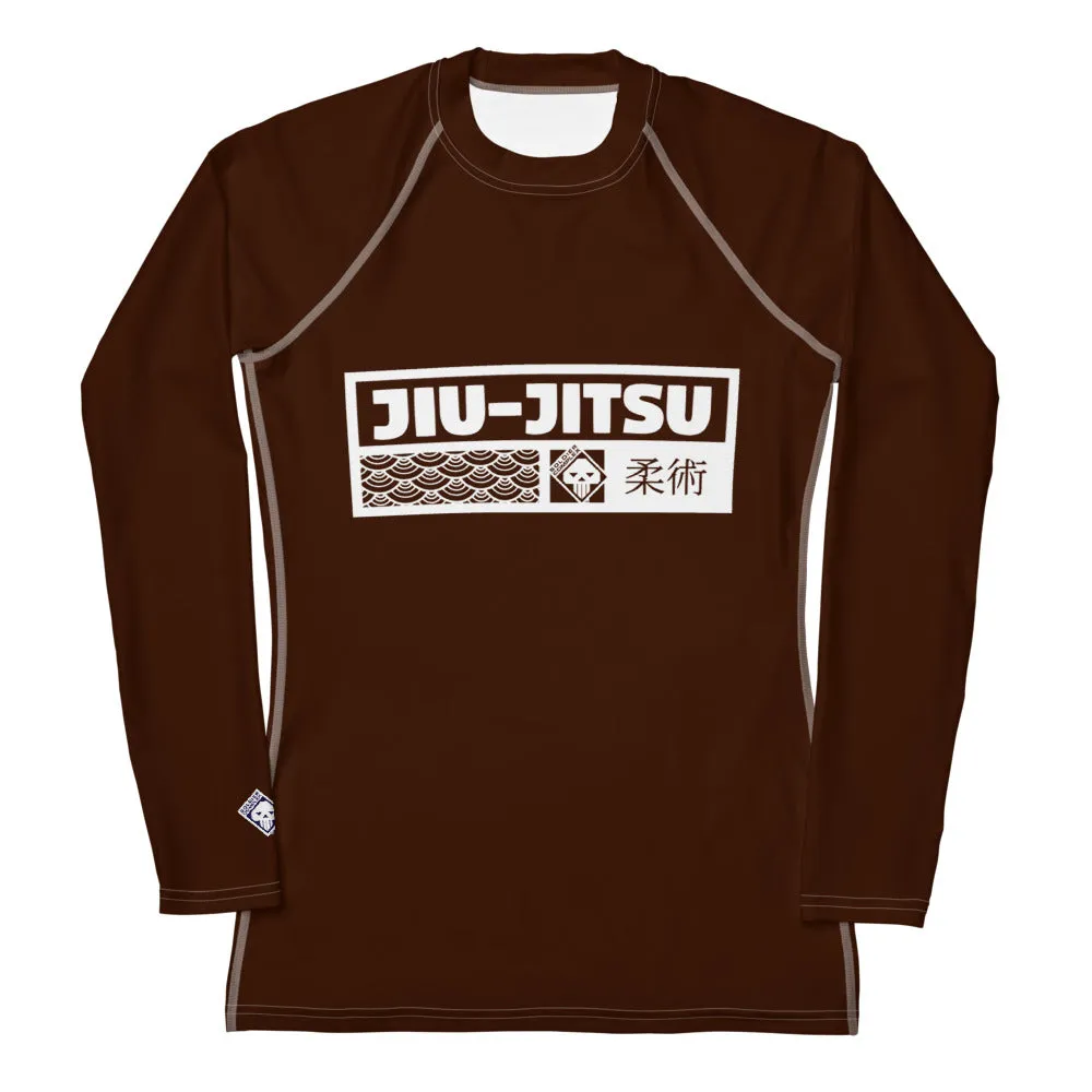 Womens Long Sleeve BJJ Rash Guard - Jiu-Jitsu 006 - Chocolate