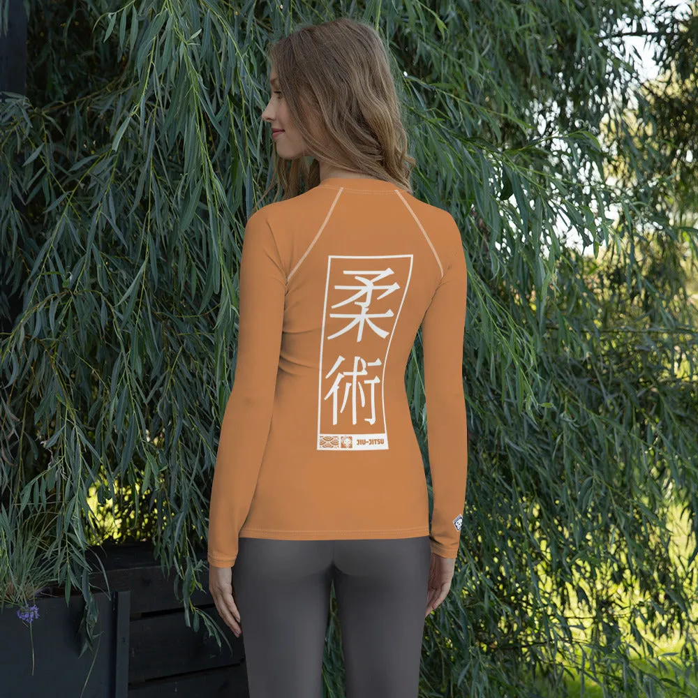 Womens Long Sleeve BJJ Rash Guard - Jiu-Jitsu 007 - Raw Sienna