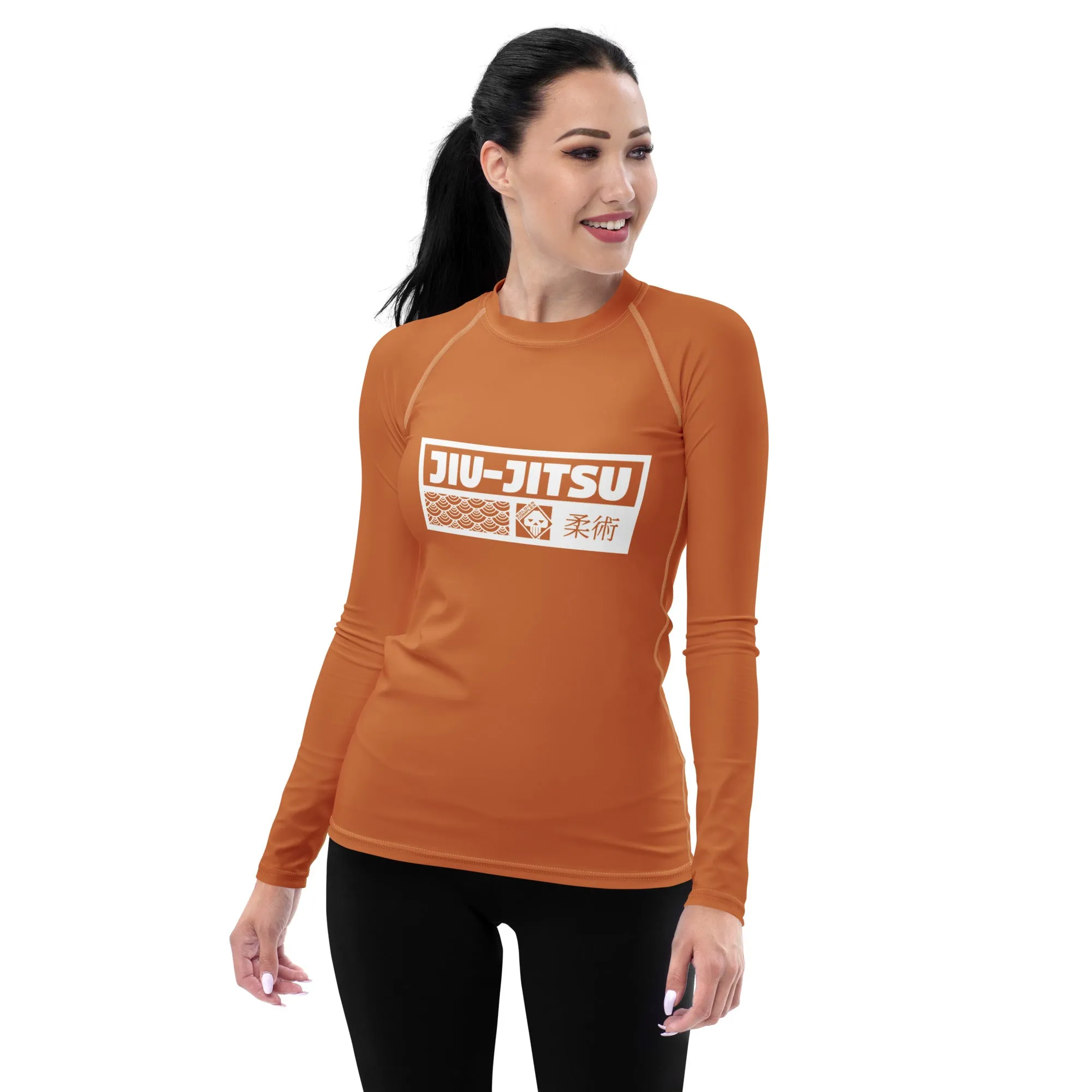 Womens Long Sleeve BJJ Rash Guard - Jiu-Jitsu 007 - Raw Sienna