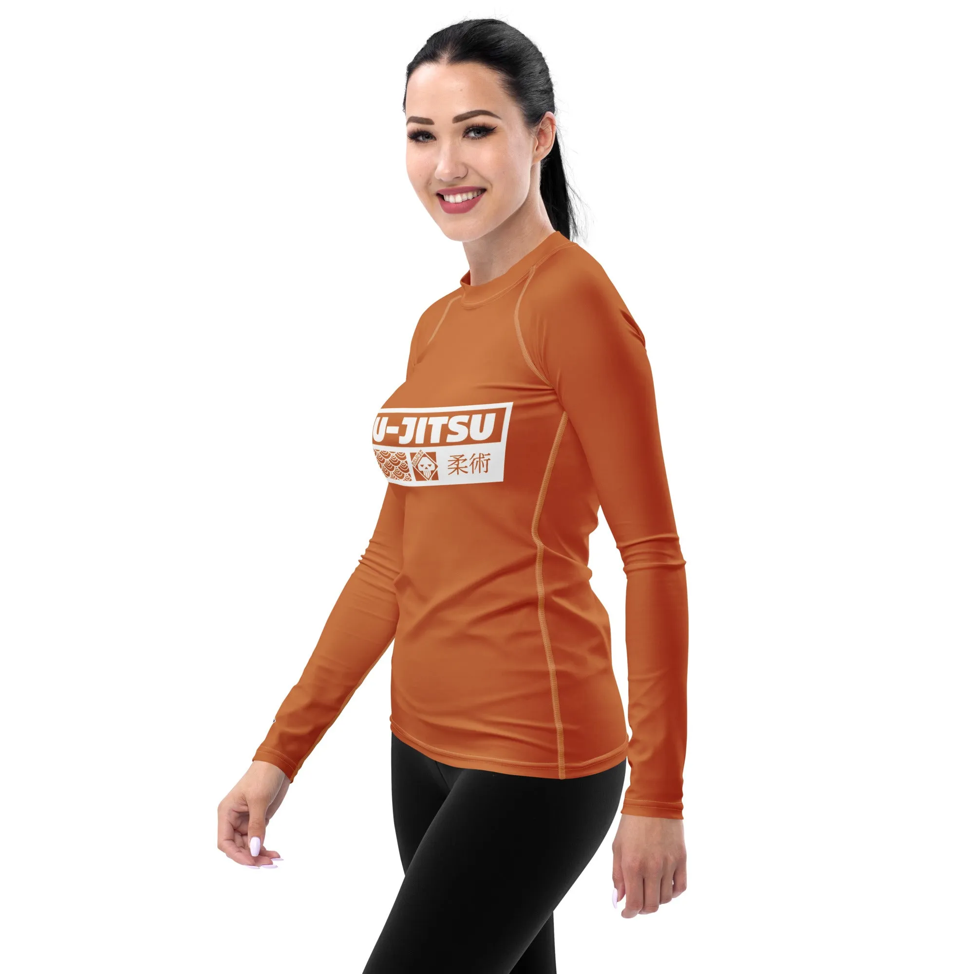 Womens Long Sleeve BJJ Rash Guard - Jiu-Jitsu 007 - Raw Sienna