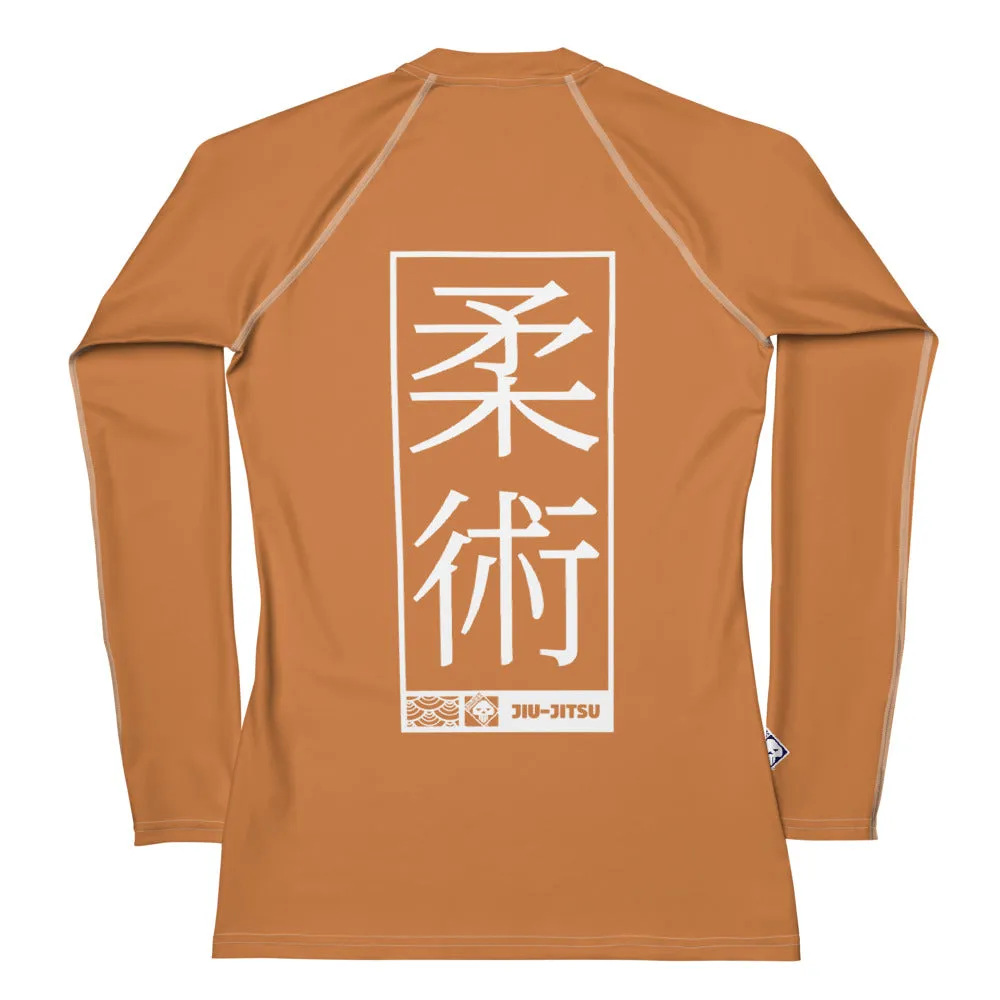 Womens Long Sleeve BJJ Rash Guard - Jiu-Jitsu 007 - Raw Sienna
