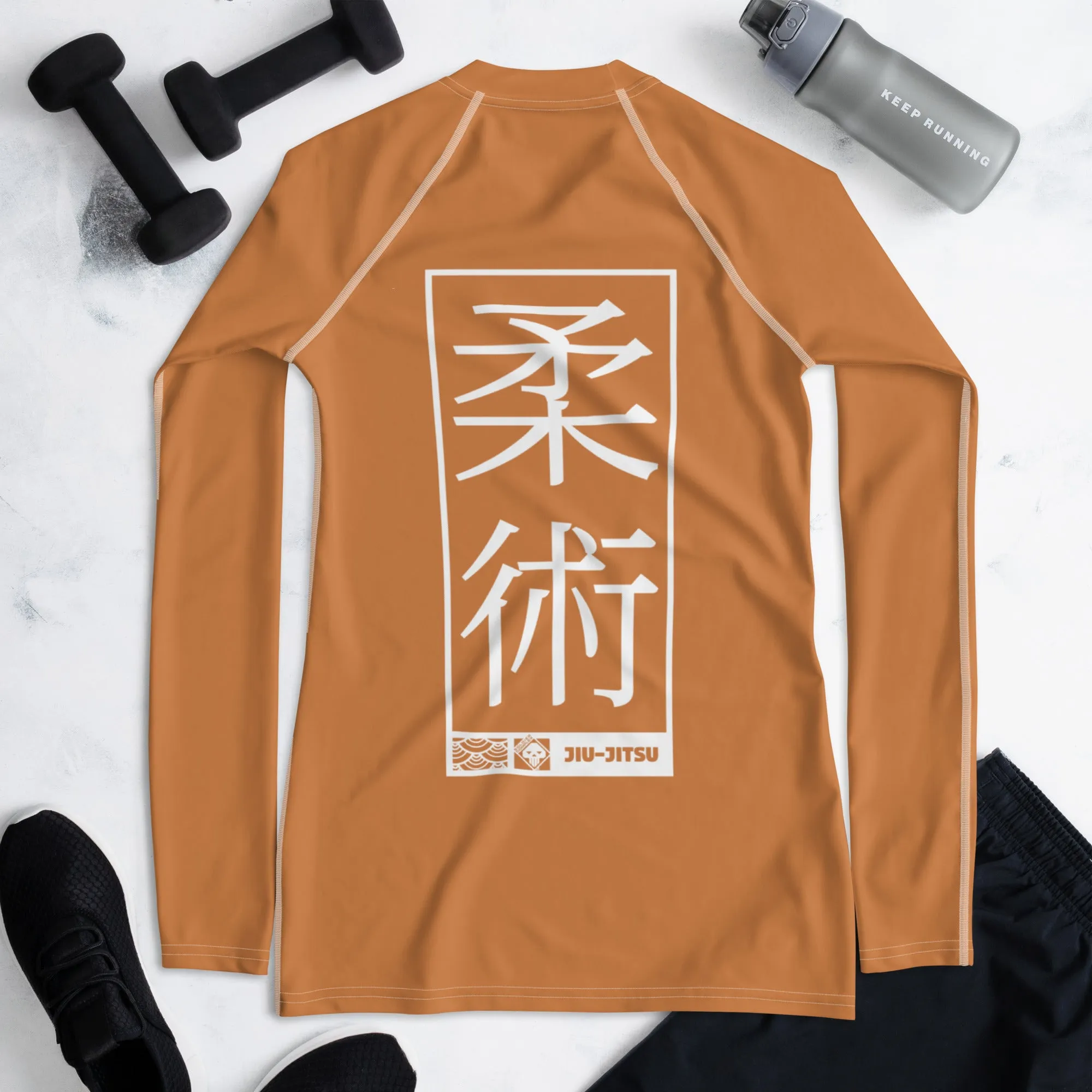 Womens Long Sleeve BJJ Rash Guard - Jiu-Jitsu 007 - Raw Sienna