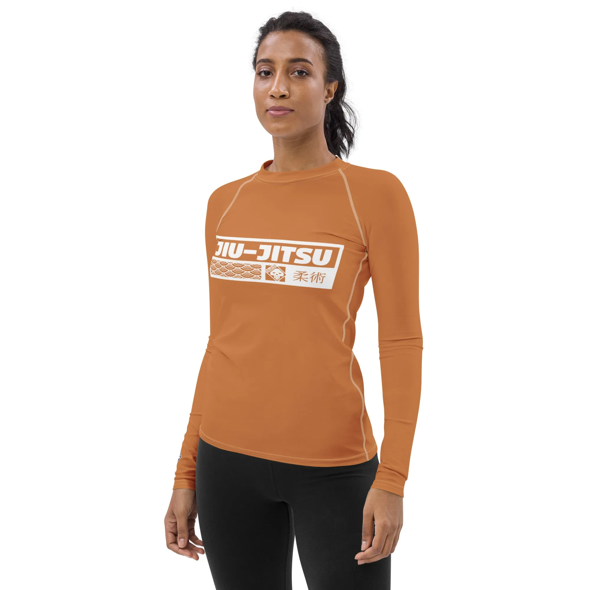 Womens Long Sleeve BJJ Rash Guard - Jiu-Jitsu 007 - Raw Sienna