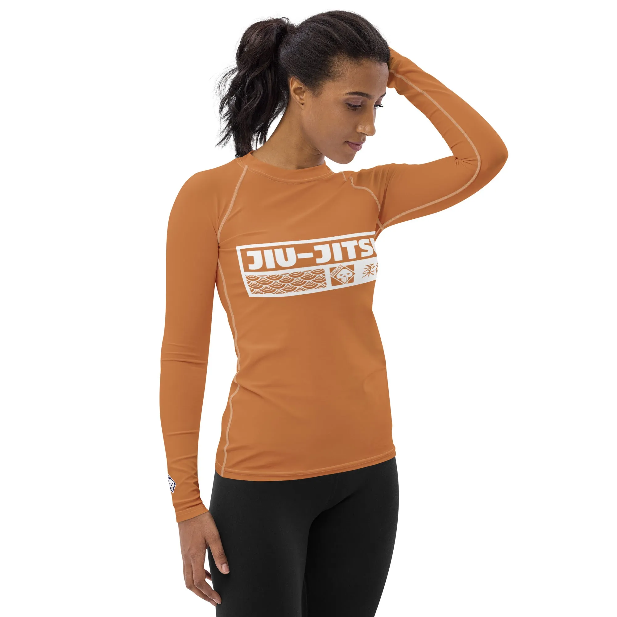 Womens Long Sleeve BJJ Rash Guard - Jiu-Jitsu 007 - Raw Sienna