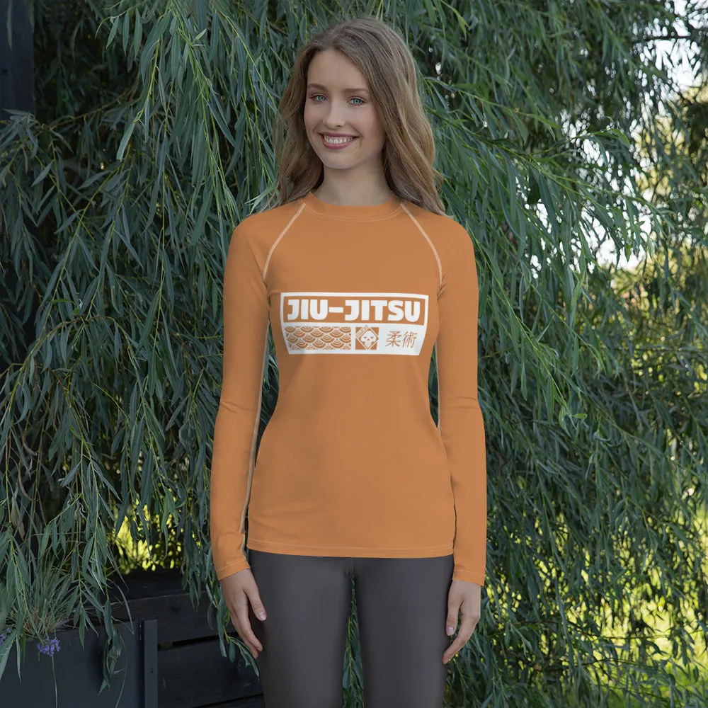 Womens Long Sleeve BJJ Rash Guard - Jiu-Jitsu 007 - Raw Sienna