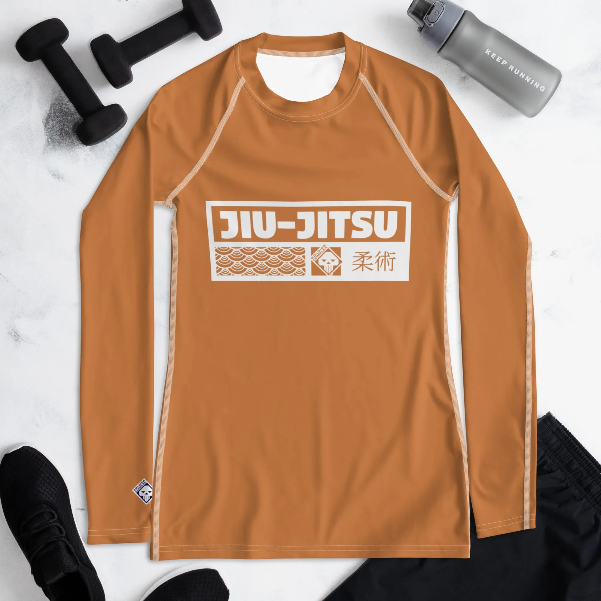 Womens Long Sleeve BJJ Rash Guard - Jiu-Jitsu 007 - Raw Sienna