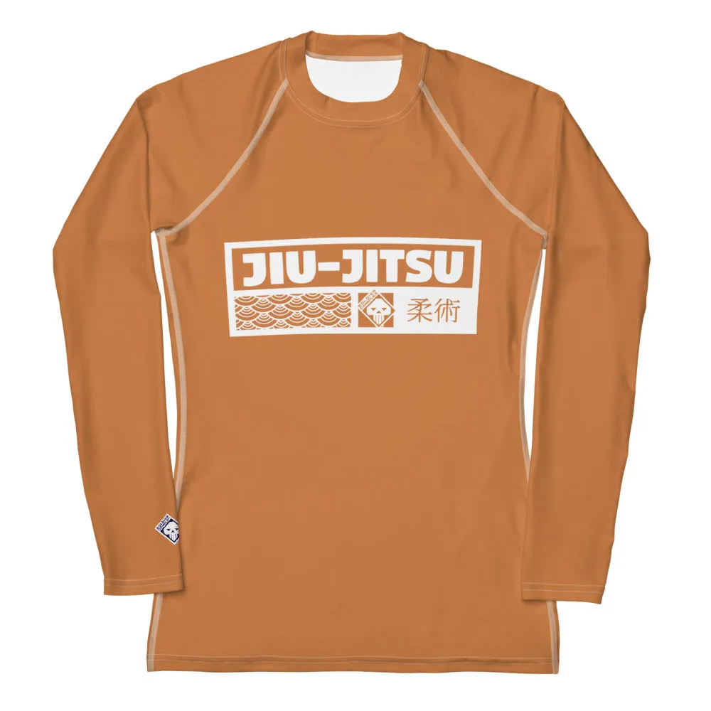 Womens Long Sleeve BJJ Rash Guard - Jiu-Jitsu 007 - Raw Sienna