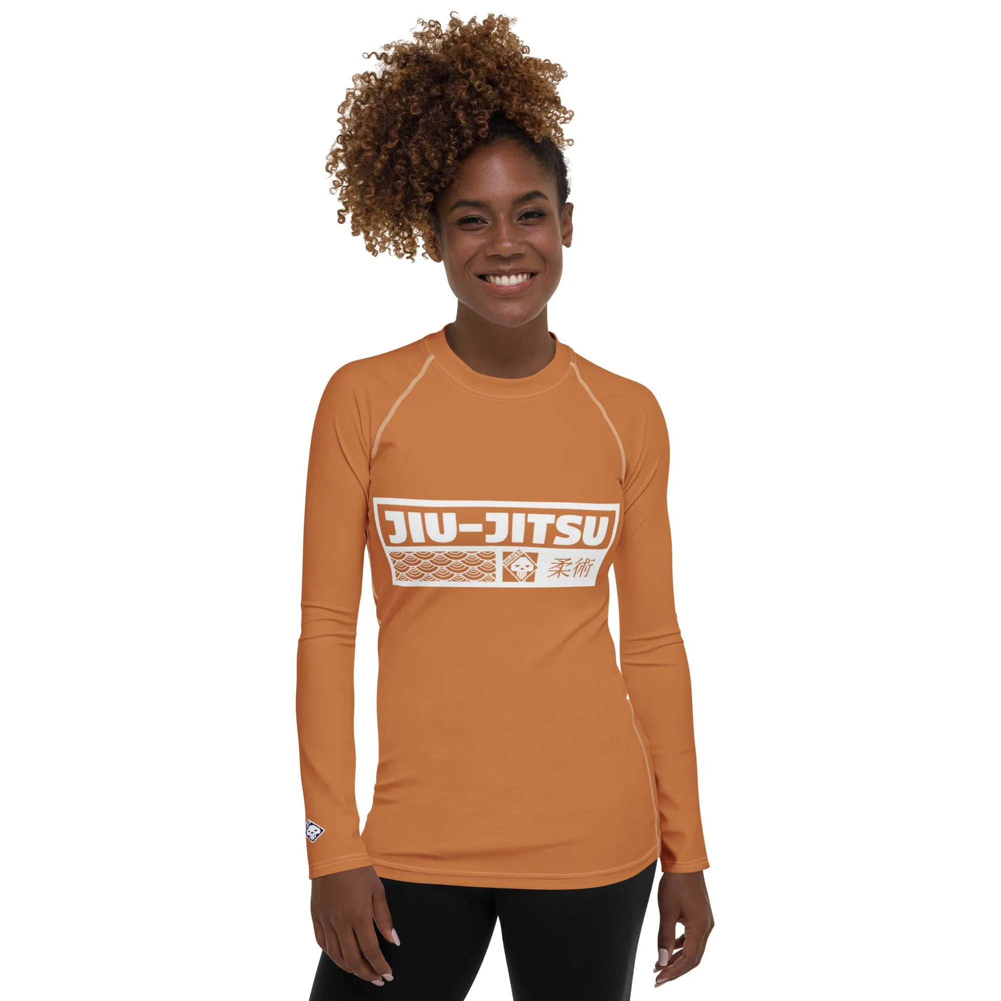 Womens Long Sleeve BJJ Rash Guard - Jiu-Jitsu 007 - Raw Sienna