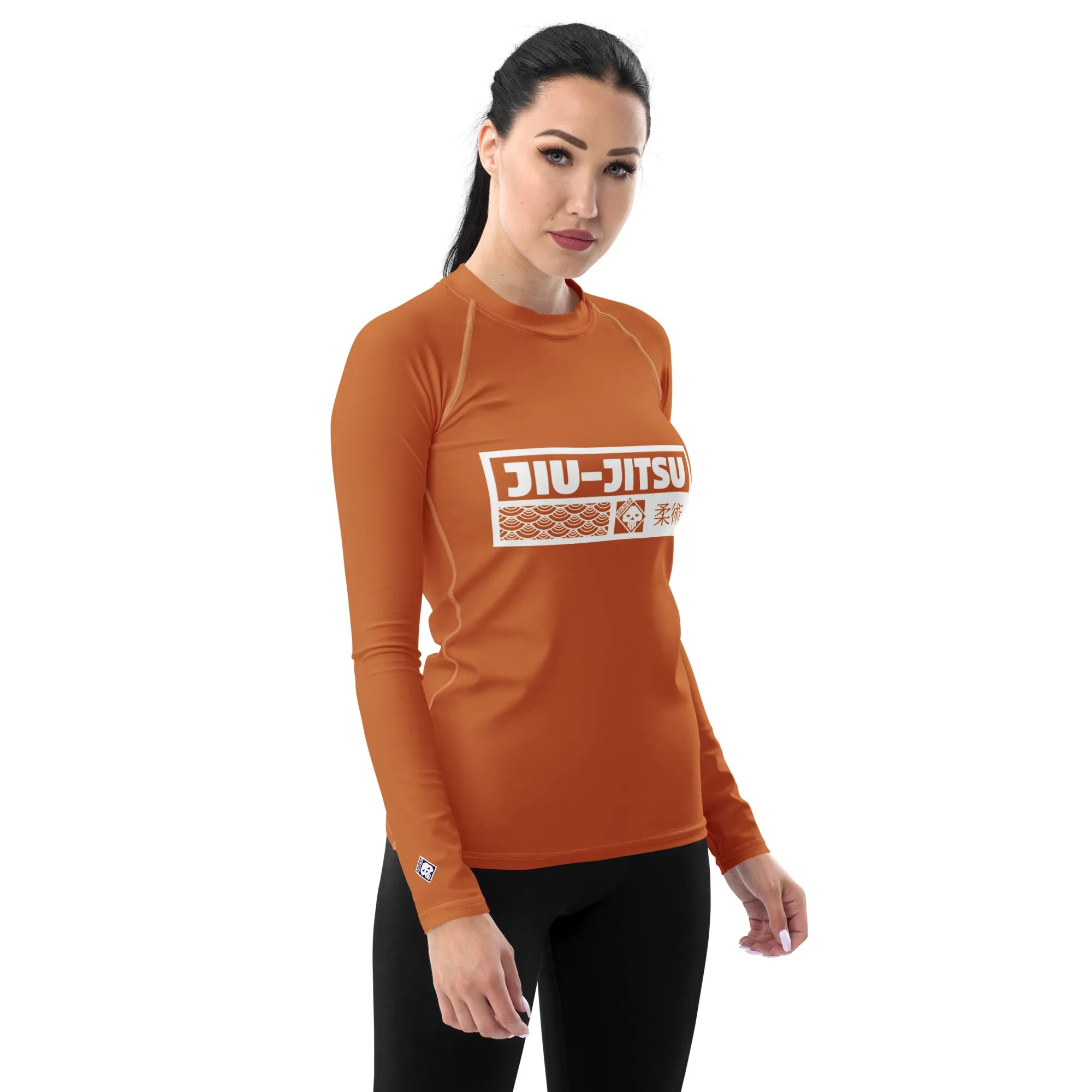 Womens Long Sleeve BJJ Rash Guard - Jiu-Jitsu 007 - Raw Sienna