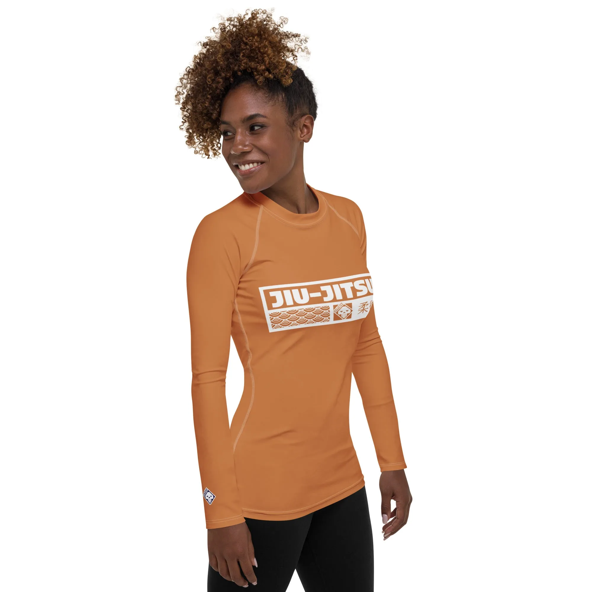 Womens Long Sleeve BJJ Rash Guard - Jiu-Jitsu 007 - Raw Sienna