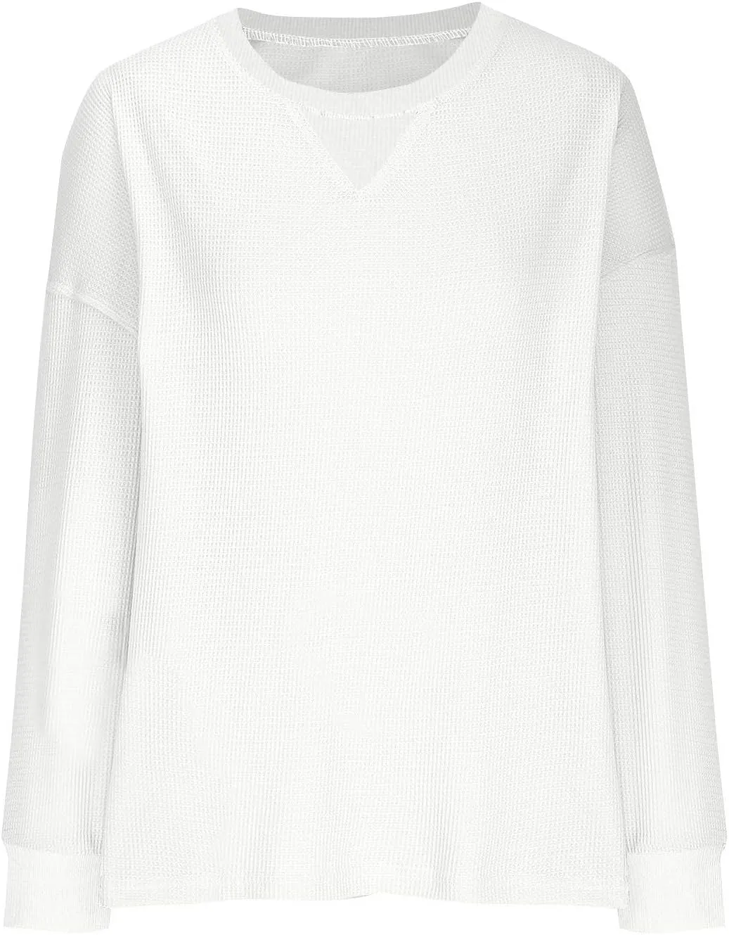 Womens Long Sleeve Crewneck Sweatshirt Trendy 2024 Casual Waffle Knit Pullover Tops Oversized Fall Sweatshirts
