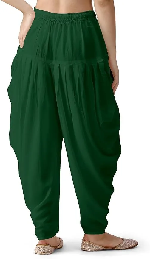 Women's Loose Fit Rayon Dhoti Pant for Women Patiala Slawar Bottom Wear Harem Pants, Waist Free Size (26 Inch to 38 Inch)