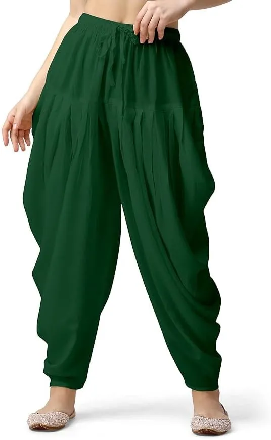 Women's Loose Fit Rayon Dhoti Pant for Women Patiala Slawar Bottom Wear Harem Pants, Waist Free Size (26 Inch to 38 Inch)