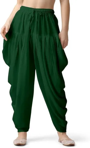 Women's Loose Fit Rayon Dhoti Pant for Women Patiala Slawar Bottom Wear Harem Pants, Waist Free Size (26 Inch to 38 Inch)