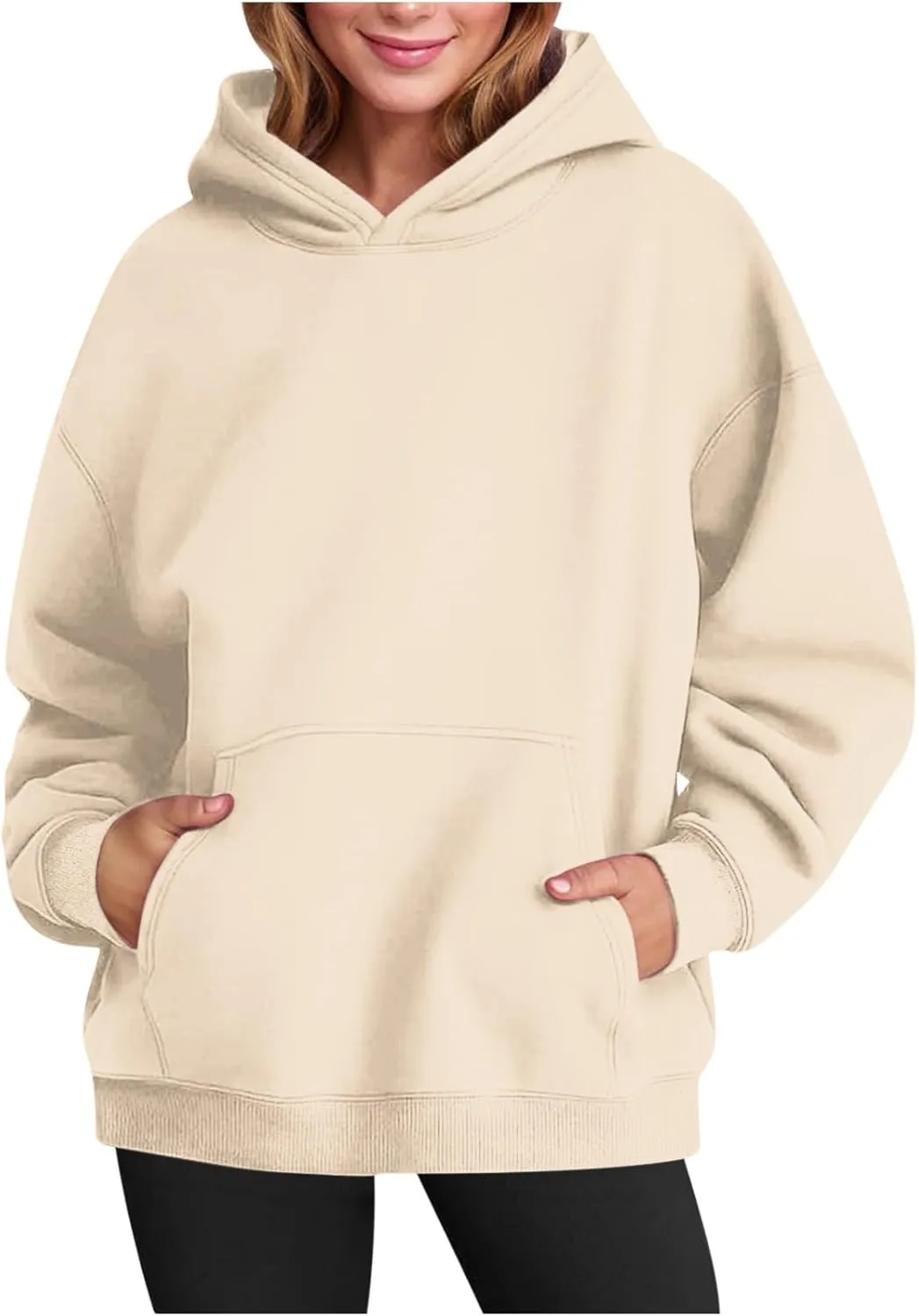 Women's Oversized Hoodies 2024 Solid Color Casual Long Sleeve Sweatshirt Trendy Pullover Tops with Pocket Fall Winter