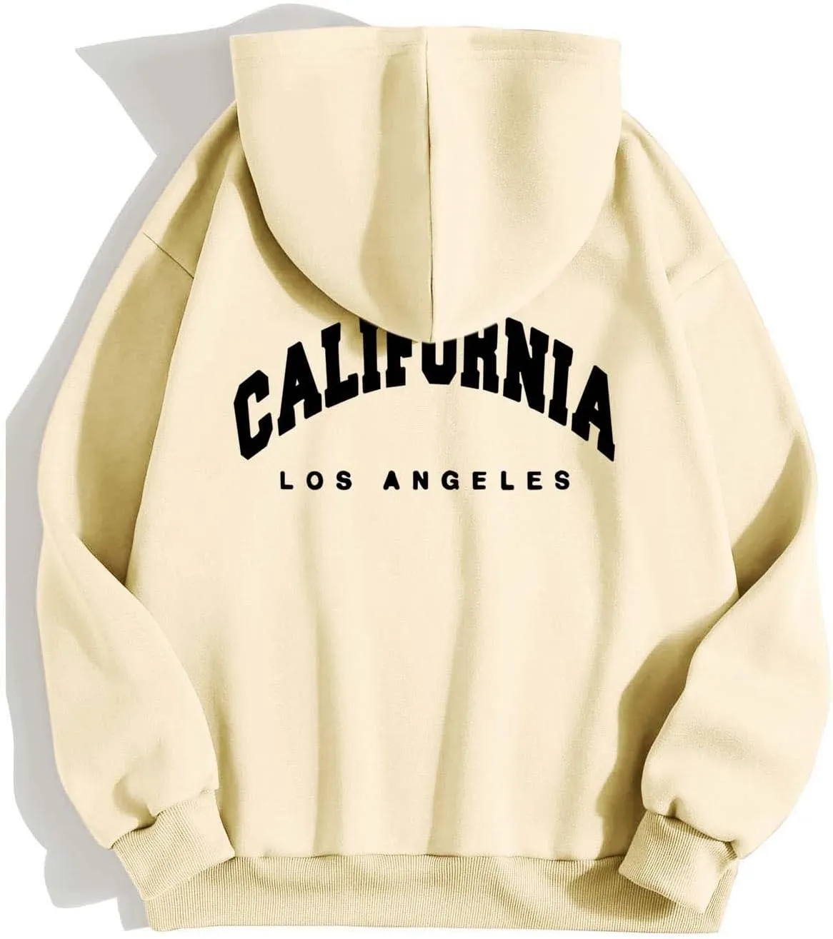 Womens Oversized Hoodies Fleece Hooded Sweatshirts Solid Basic Loose Letter Pullover Tops Drawstring 2024 Fall Outfit