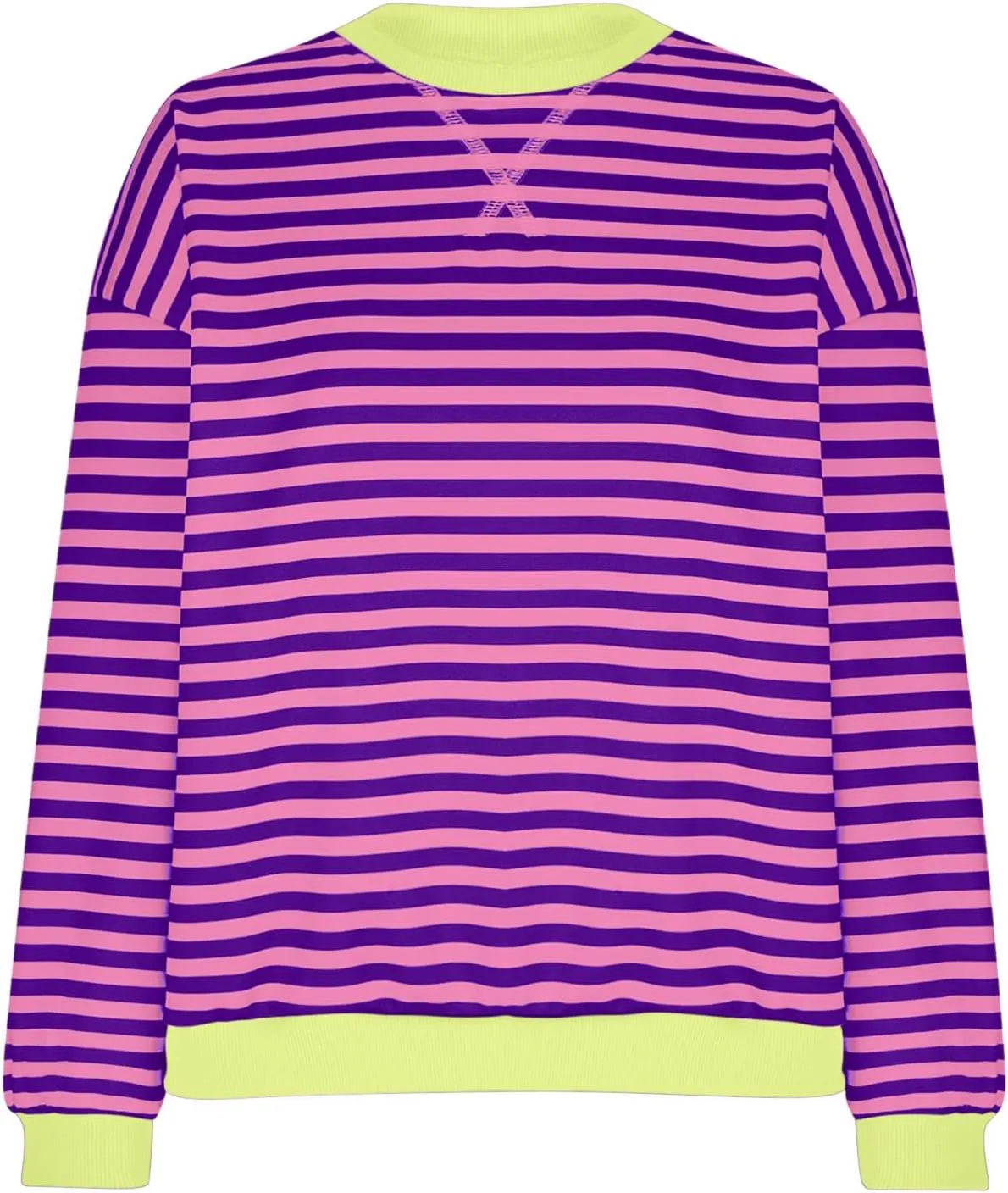 Women's Oversized Sweatshirts 2024 Fall y2k Clothes Casual Striped Pullover Tops Long Sleeve Crewneck Shirts