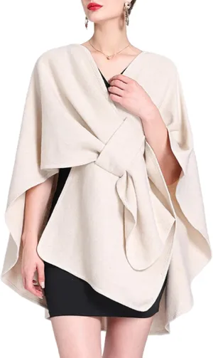 Womens Shawls Wrap Poncho Soft Capes Open Front Cardigan Cashmere Knitted Cloak Scarf