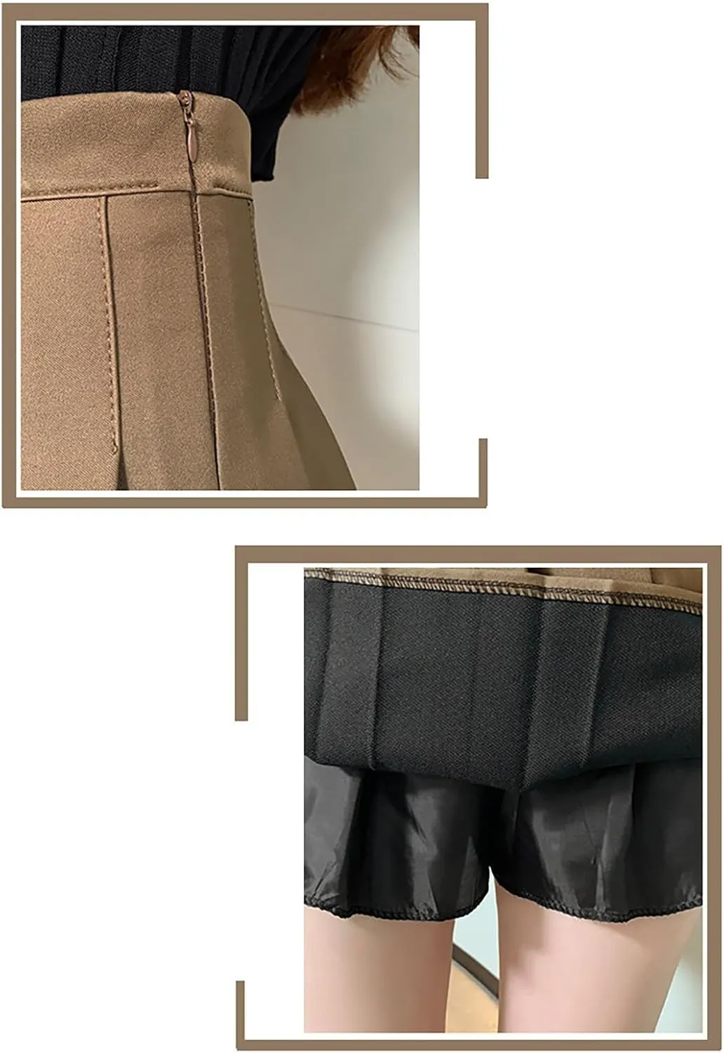 Womens Stretchy Pleated Mini Skirt Comfort High Waist Cheerleader School Uniform Skirt Basic Flared Casual Skater Skirt