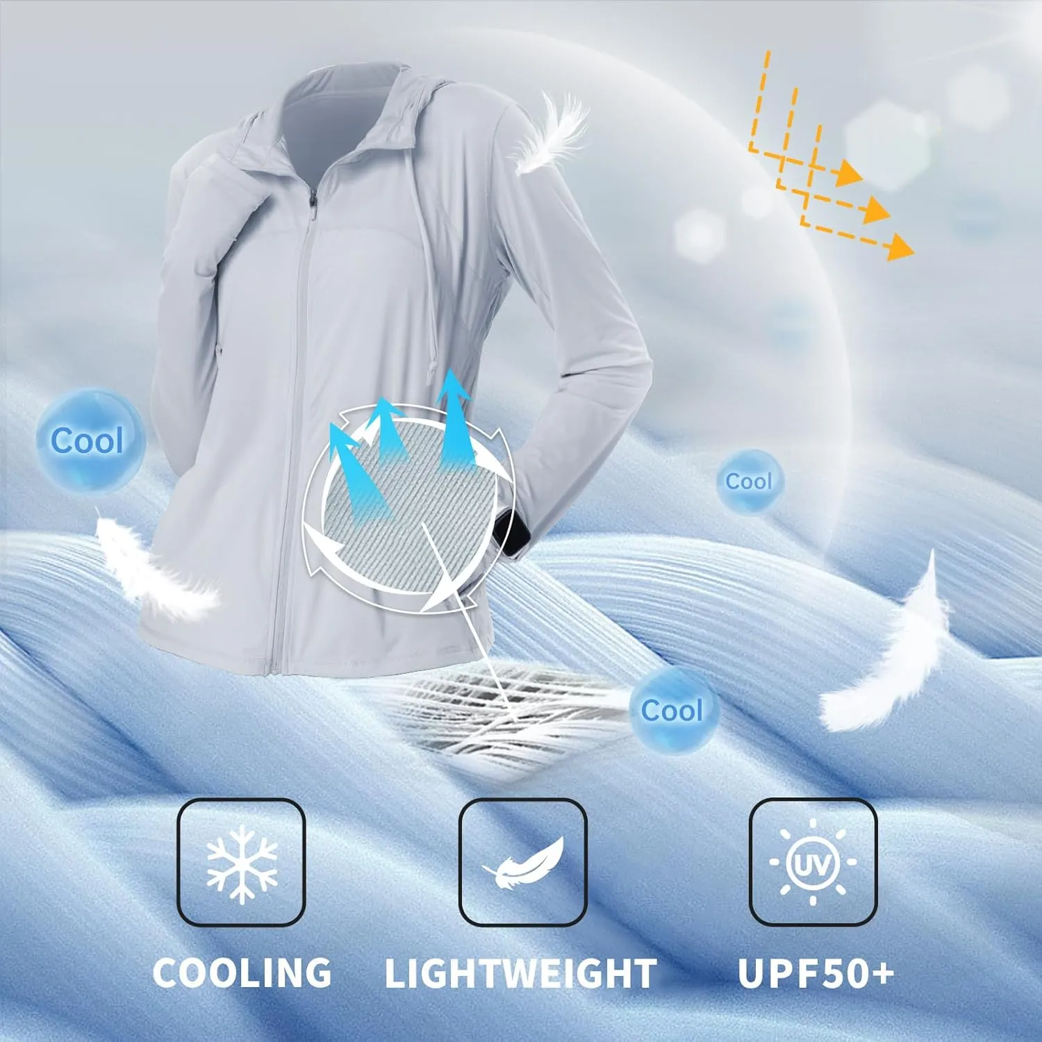 Womens Sun Protection Hoodie SPF Jacket Lightweight Full Zip Up Summer UV UPF 50  with Pockets Thumb Hole