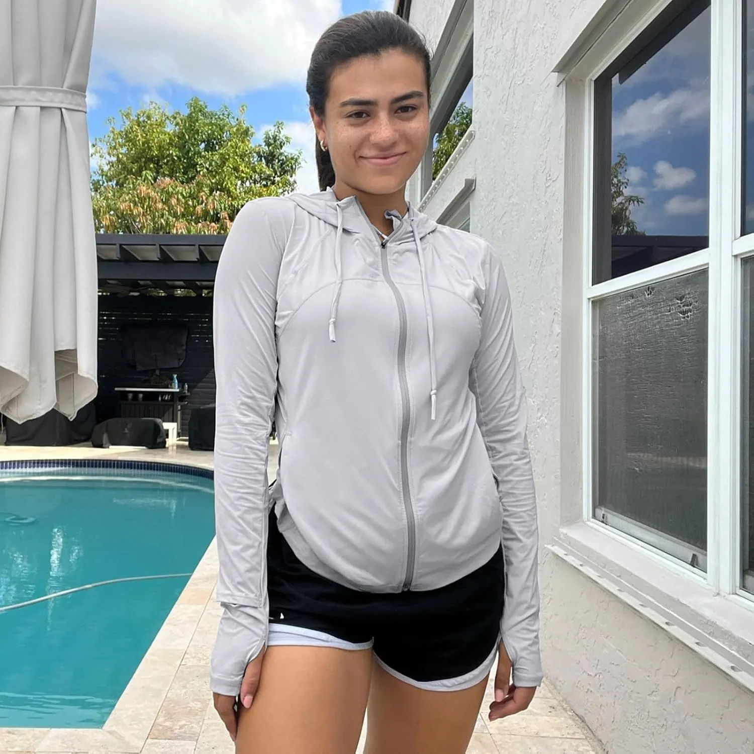 Womens Sun Protection Hoodie SPF Jacket Lightweight Full Zip Up Summer UV UPF 50  with Pockets Thumb Hole