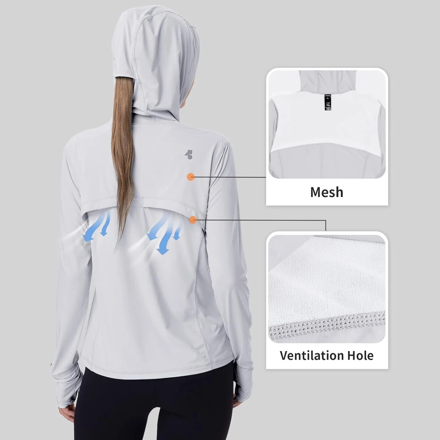 Womens Sun Protection Hoodie SPF Jacket Lightweight Full Zip Up Summer UV UPF 50  with Pockets Thumb Hole