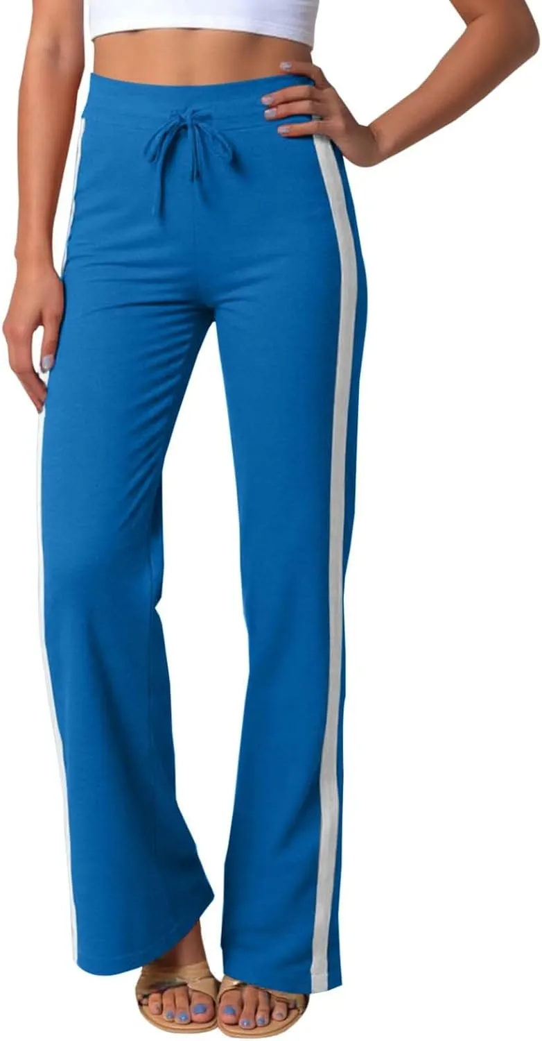 Women's Sweatpant Yoga Leggings Side Striped High Waist Stretch Slim Comfy Jogger Gym Sport Workout Pants Trousers
