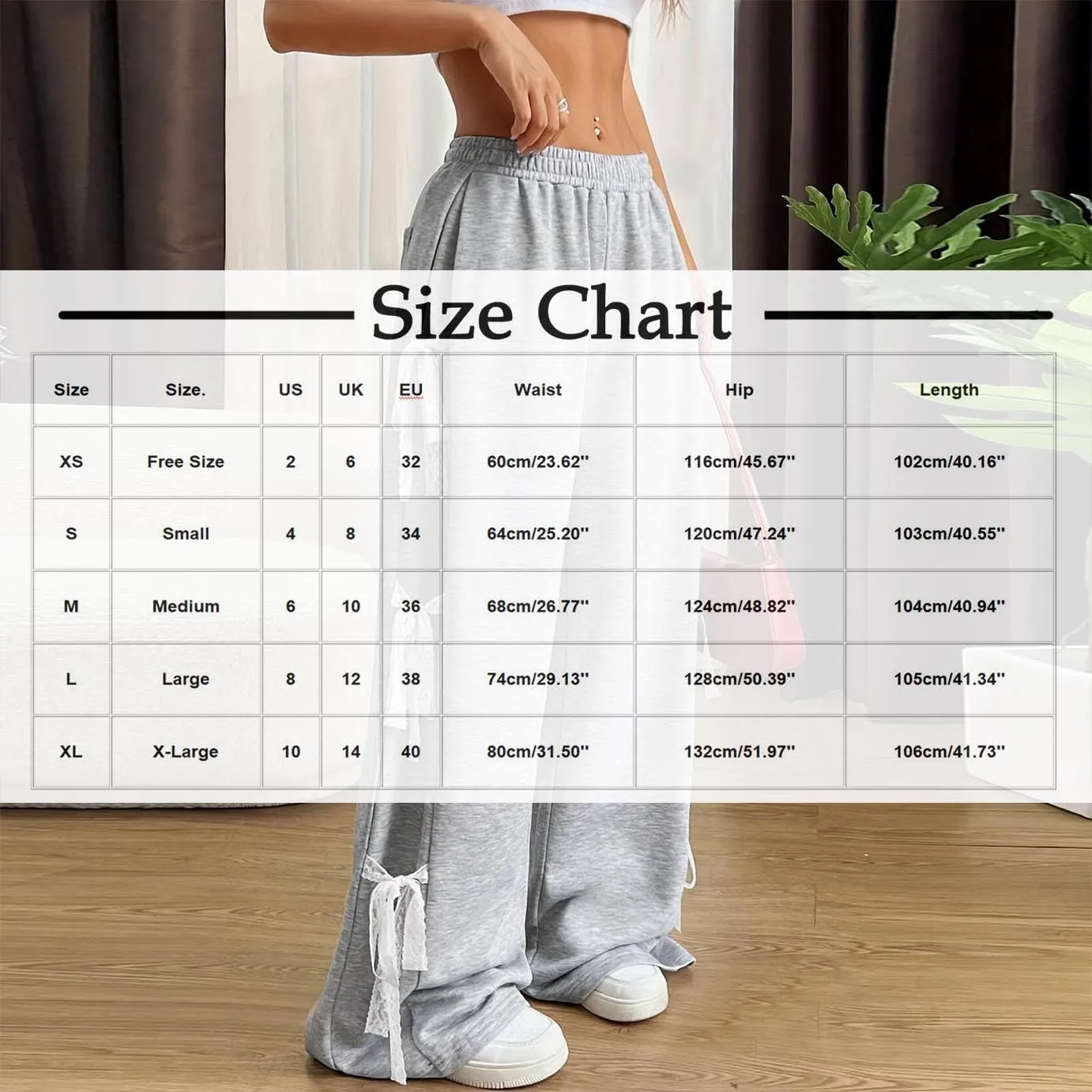 Women's Sweatpants Chic Teen Girls Side Bow Tie Straight Leg Casual Pants Baggy Y2k Mopping Trousers with Pockets