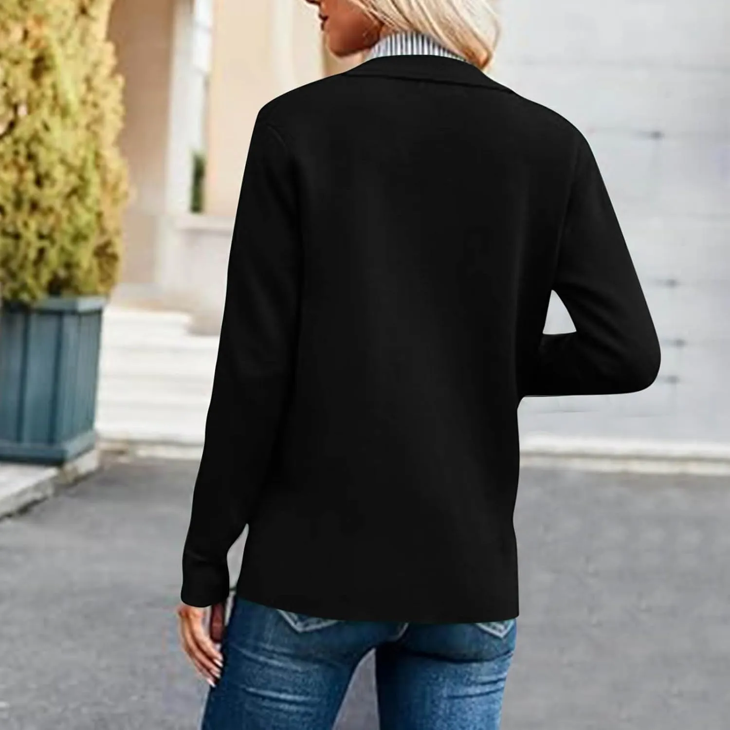 Womens Sweatshirt Blazer Jacket Business Casual Office Jackets Cardigan Lightweight Button Down Shacket with Pockets